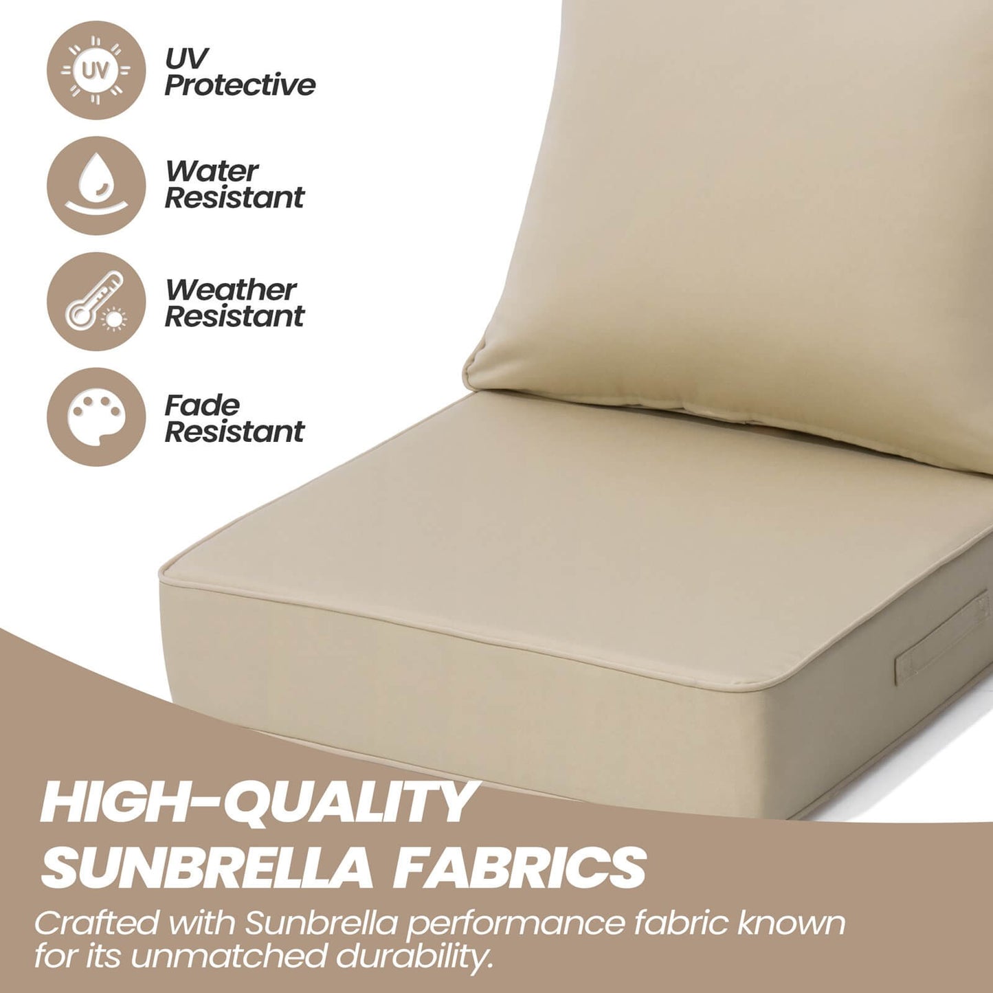 24x24" Sunbrella Outdoor Deep Seat Cushion Set