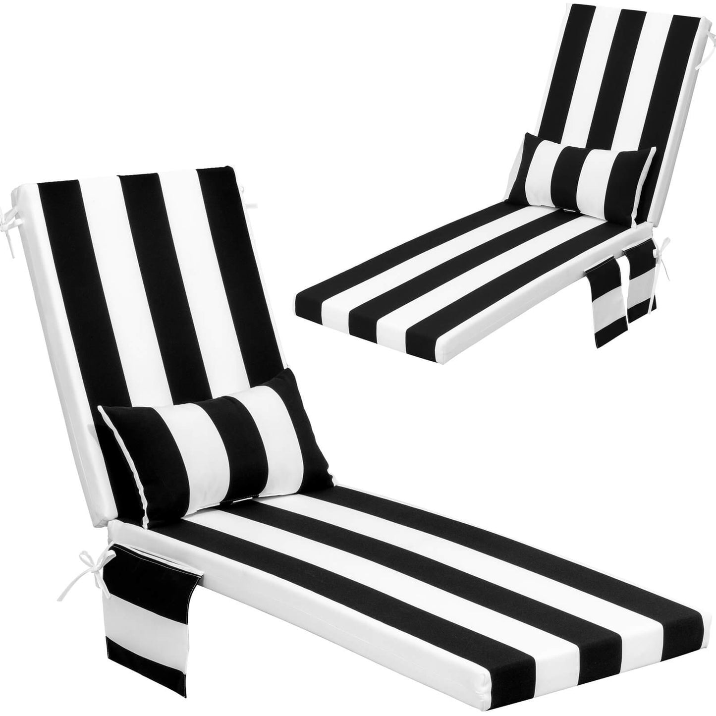 Outdoor Chaise Lounge Cushion with Pillow & Pockets