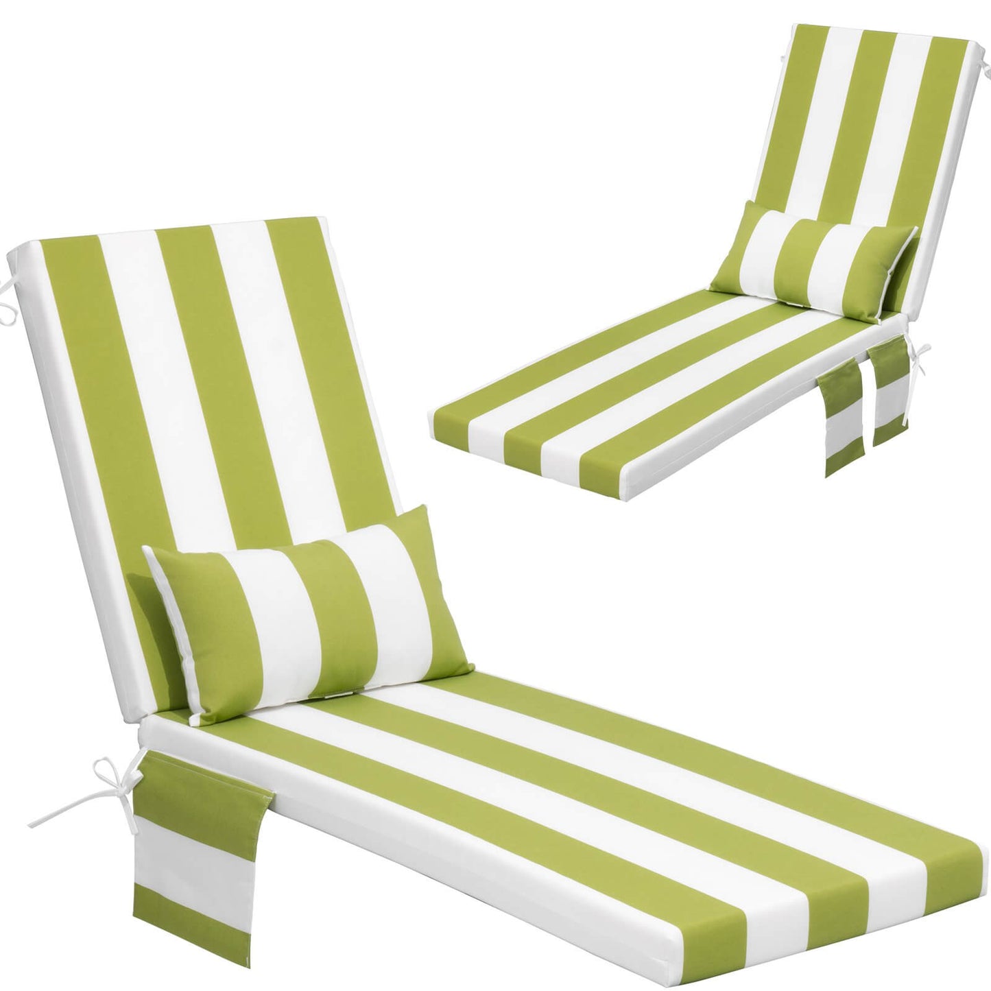 Outdoor Chaise Lounge Cushion with Pillow & Pockets