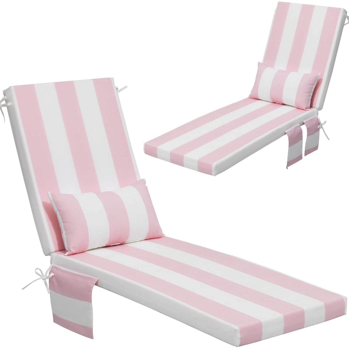 Outdoor Chaise Lounge Cushion with Pillow & Pockets