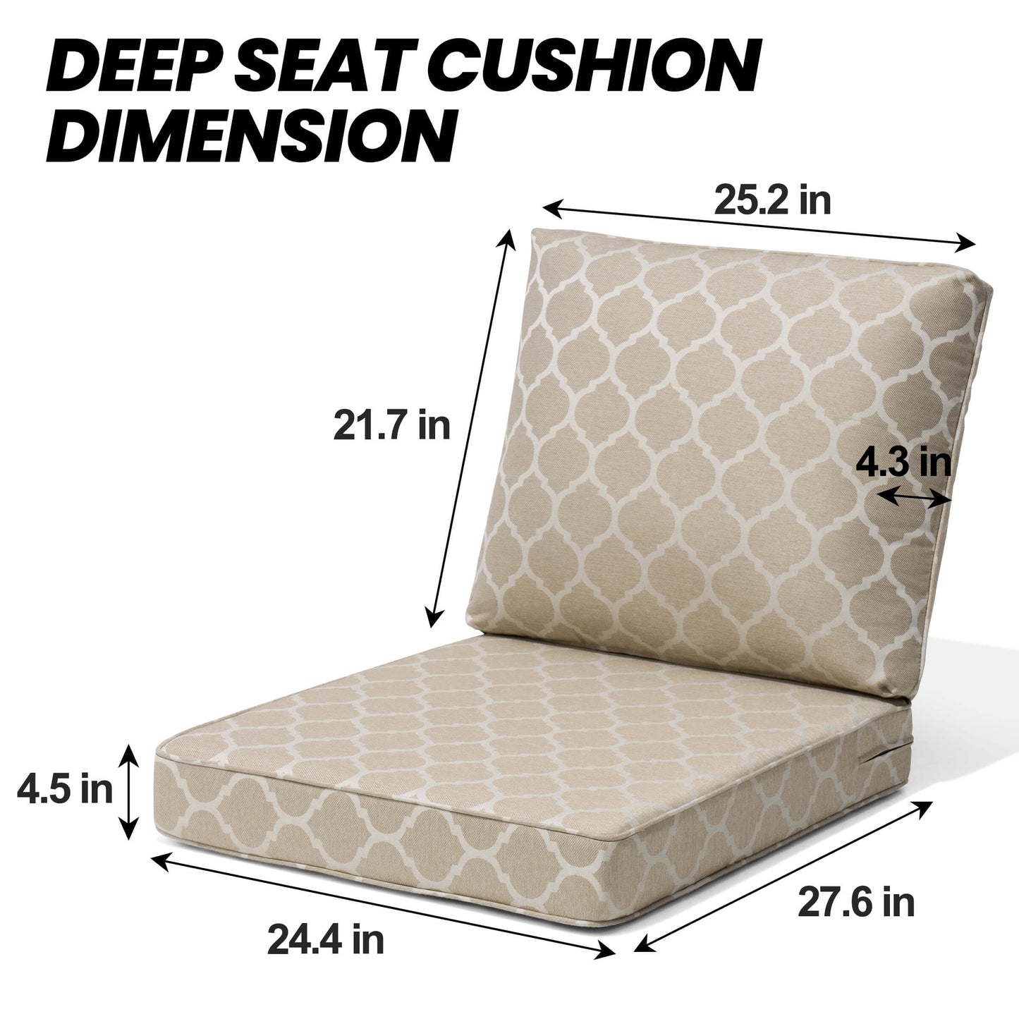 28x24" Outdoor Deep Seat Cushion Set