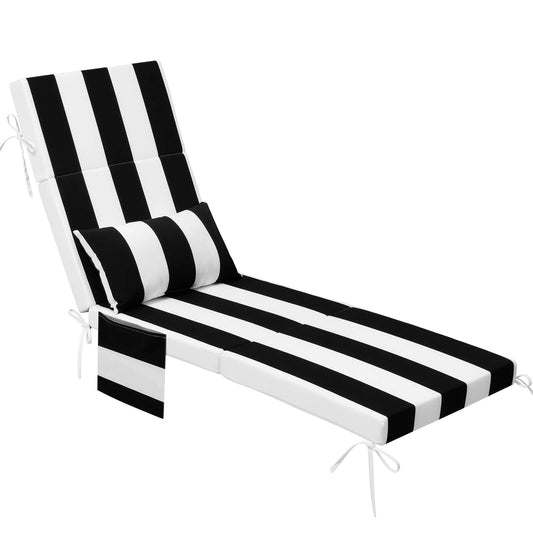 72x22" Outdoor Chaise Lounge Cushion with Pillow & Pockets