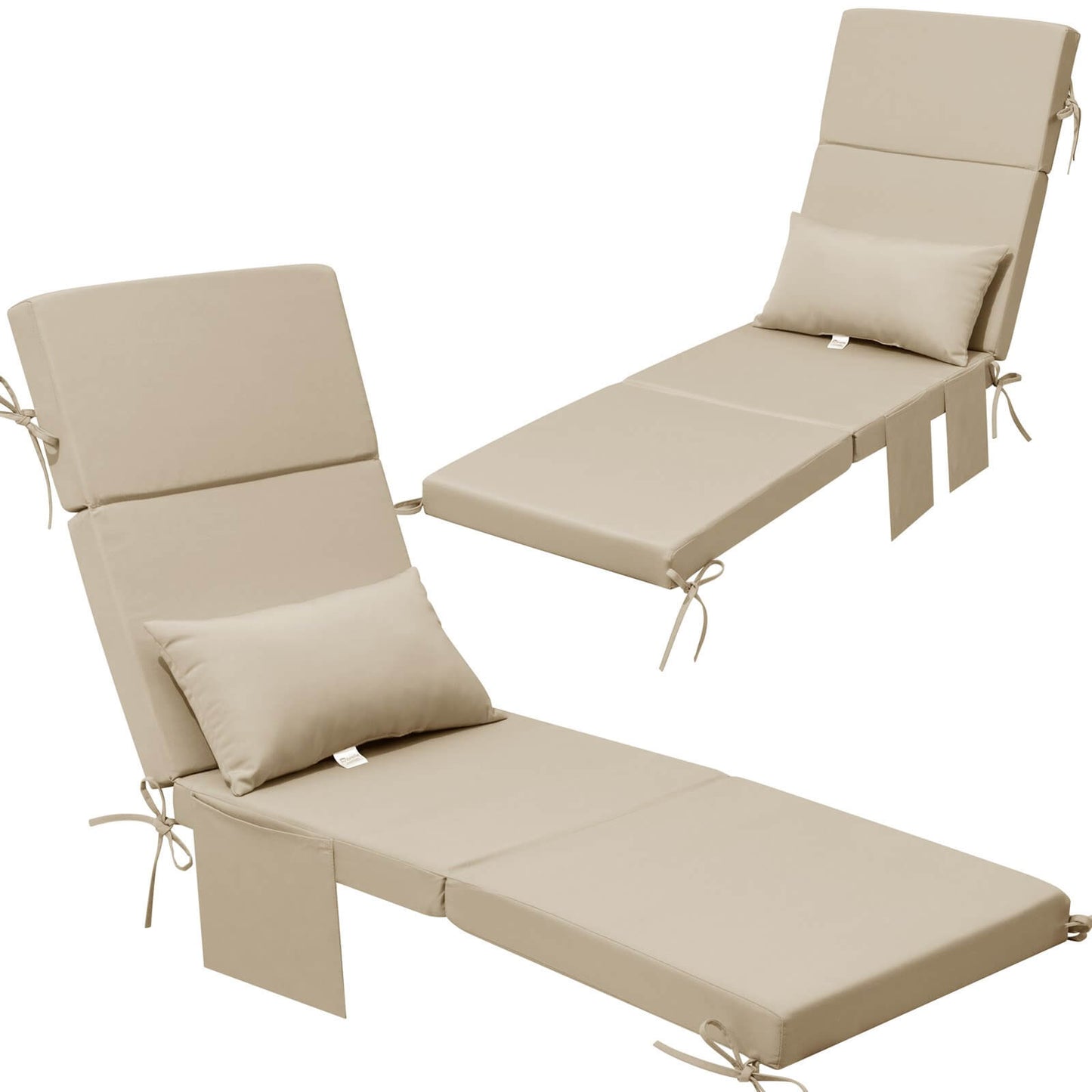 72x22" Outdoor Chaise Lounge Cushion with Pillow & Pockets