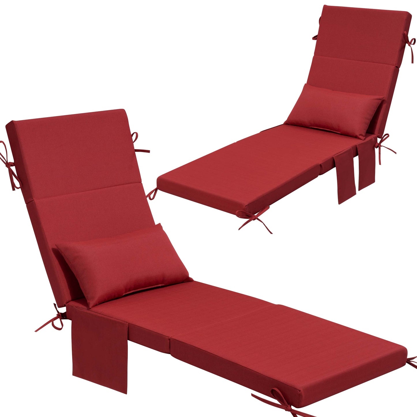 72x22" Outdoor Chaise Lounge Cushion with Pillow & Pockets