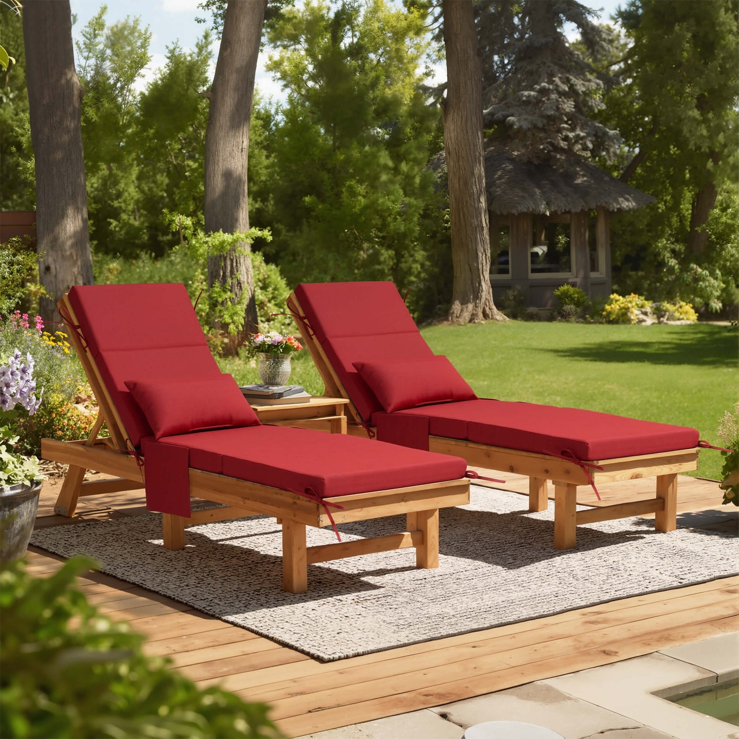 72x22" Outdoor Chaise Lounge Cushion with Pillow & Pockets
