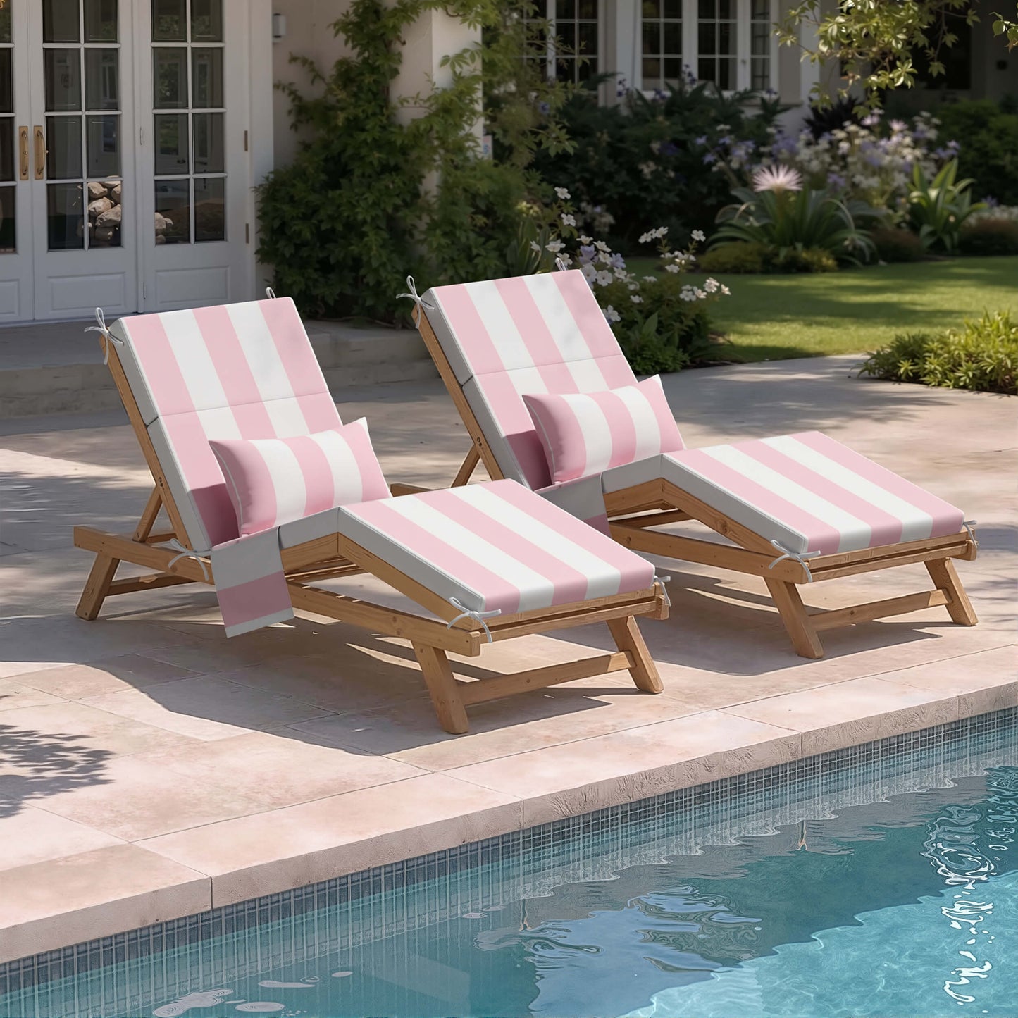72x22" Outdoor Chaise Lounge Cushion with Pillow & Pockets