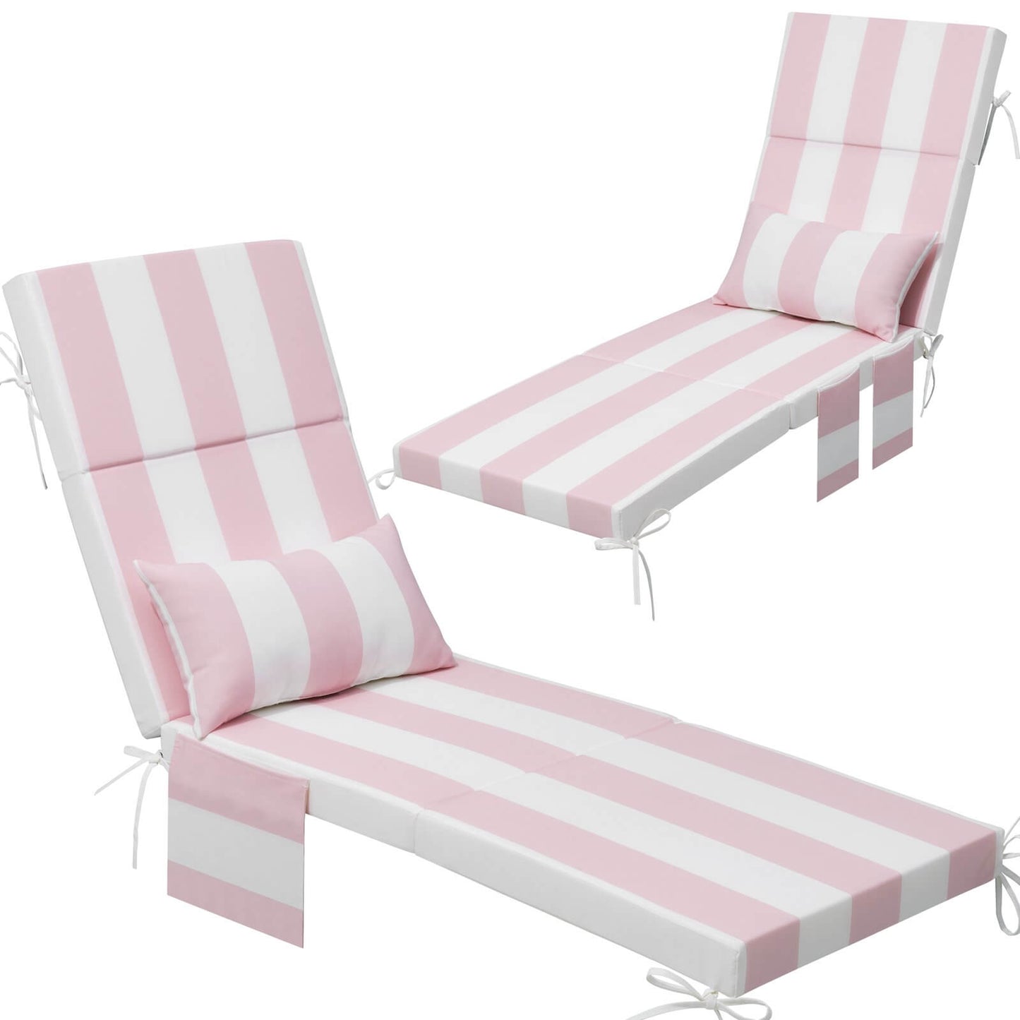 72x22" Outdoor Chaise Lounge Cushion with Pillow & Pockets