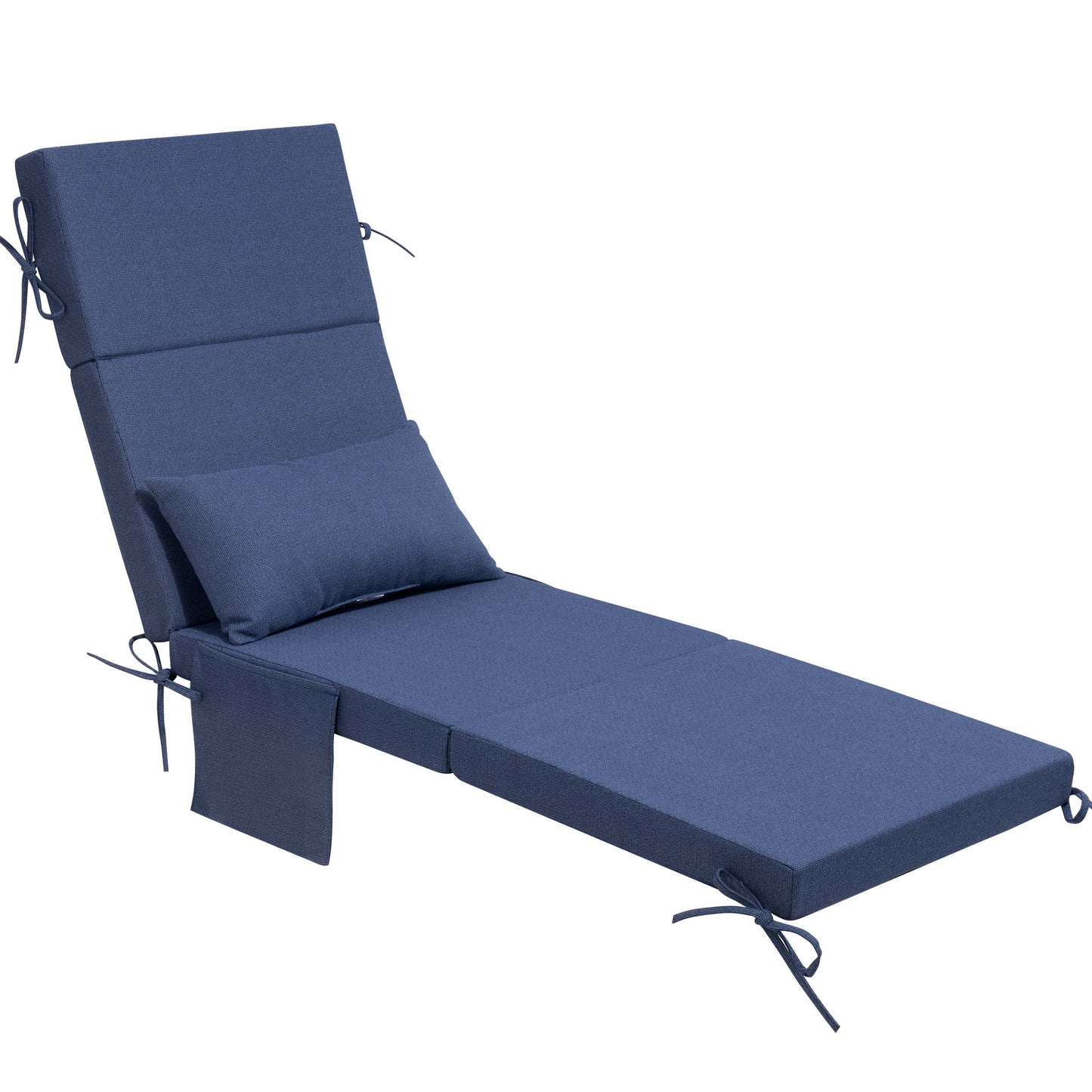 72x22" Outdoor Chaise Lounge Cushion with Pillow & Pockets