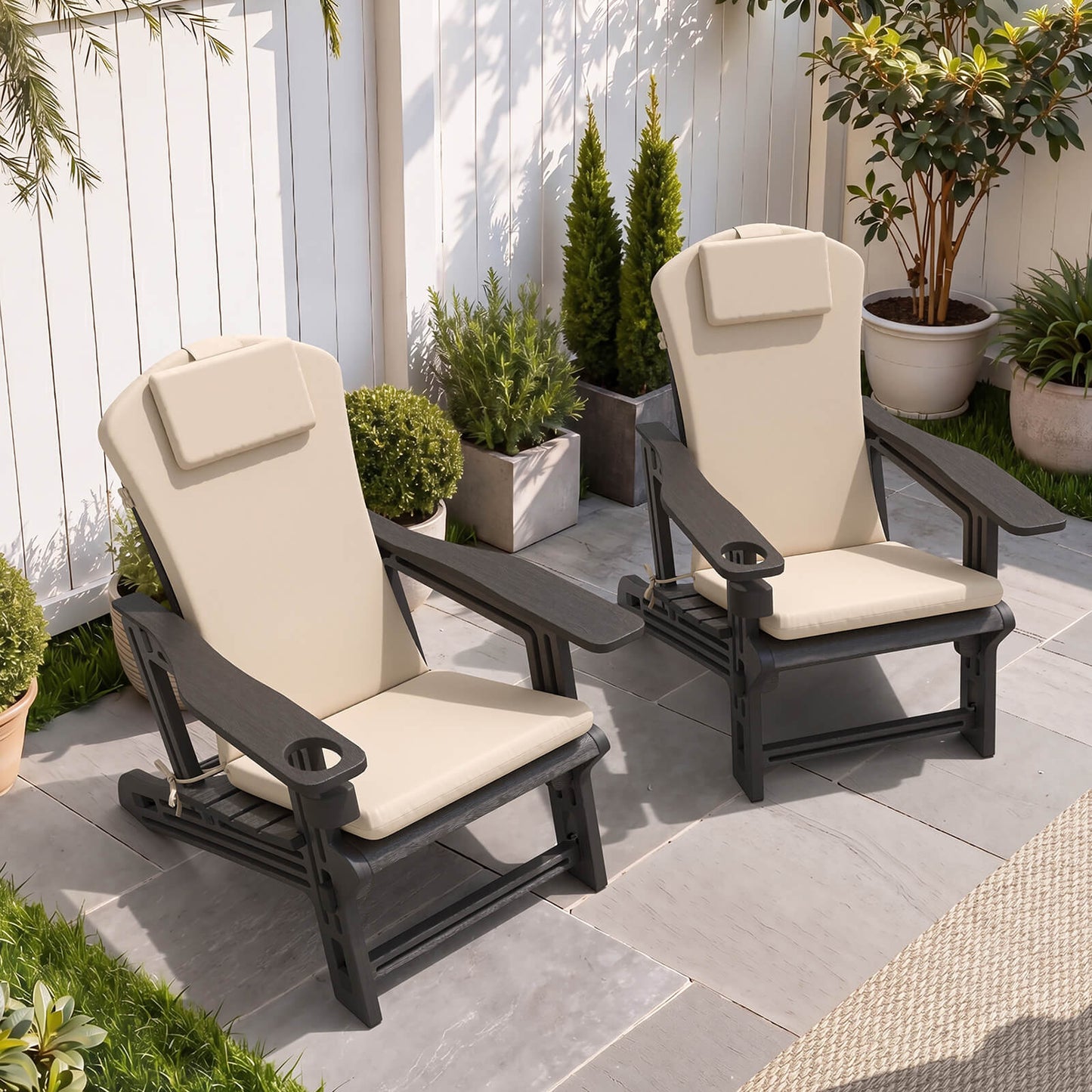 50x20" Outdoor Adirondack Chair Cushion with Built-in Headrest