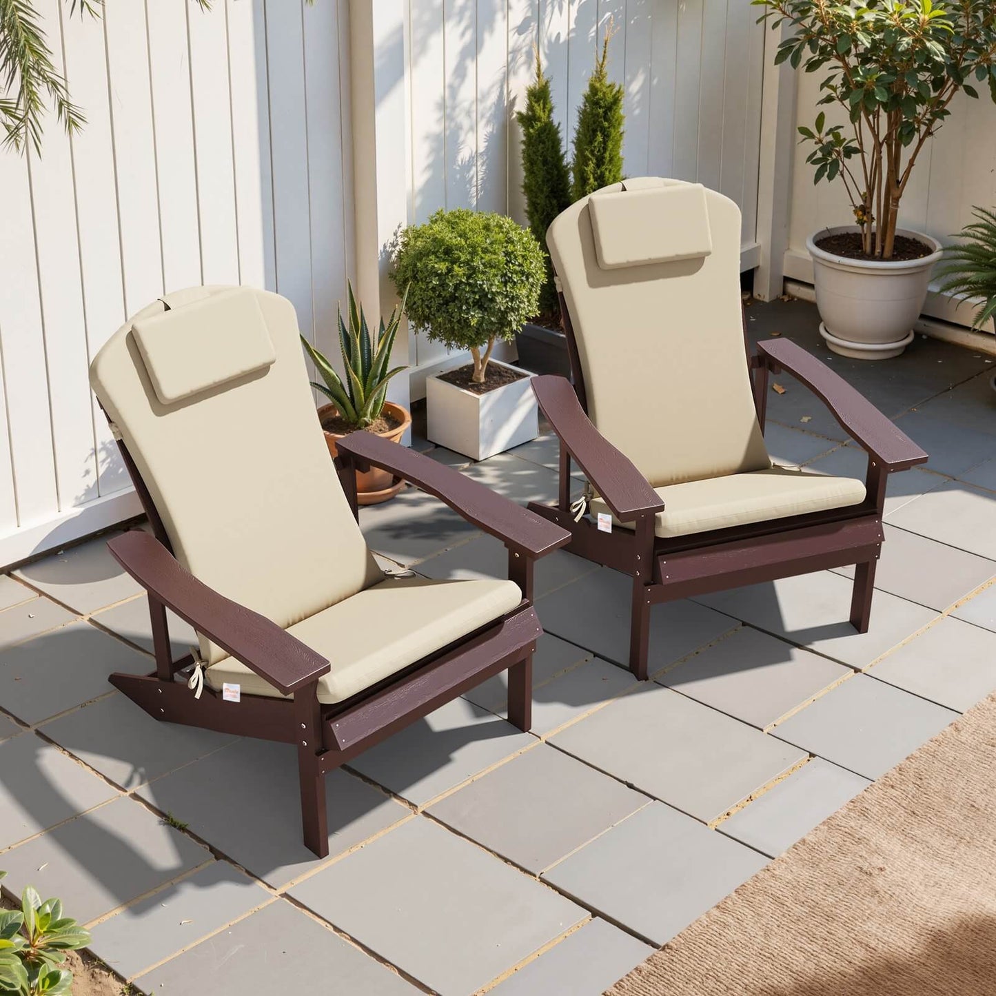 50x20" Outdoor Adirondack Chair Cushion with Built-in Headrest