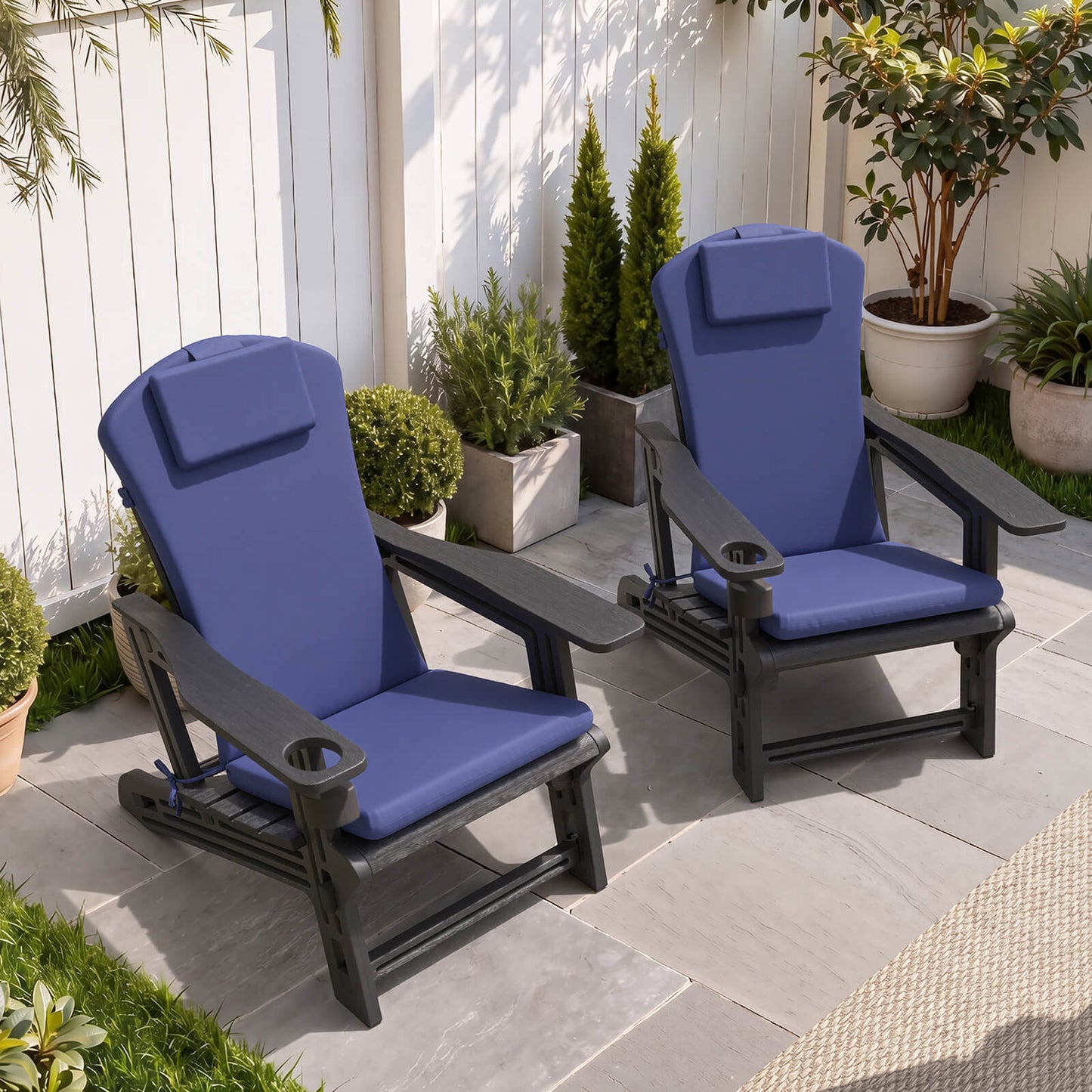 50x20" Outdoor Adirondack Chair Cushion with Built-in Headrest