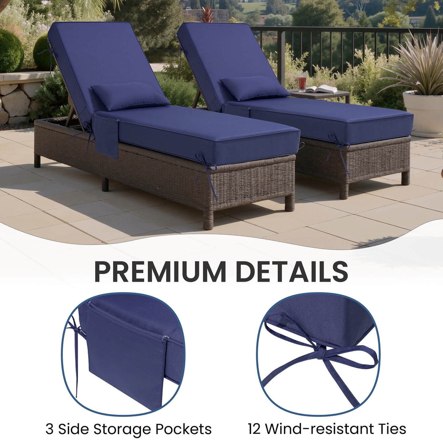 80x26" Outdoor Chaise Lounge Cushion