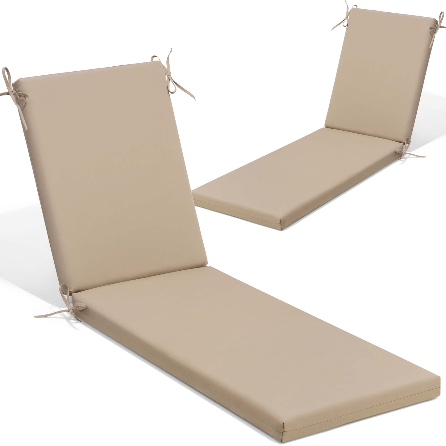 Outdoor Chaise Lounge Cushion with 4 Adjustable Ties
