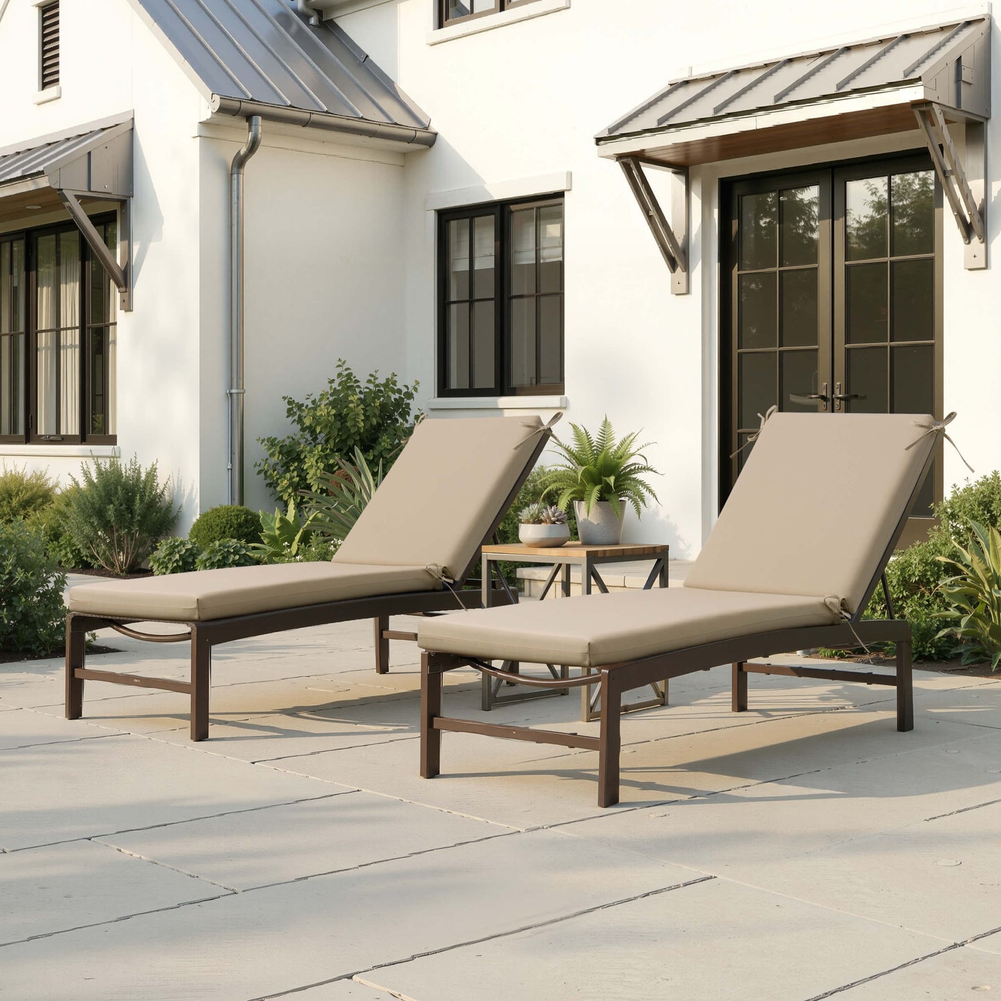 Outdoor Chaise Lounge Cushion with 4 Adjustable Ties