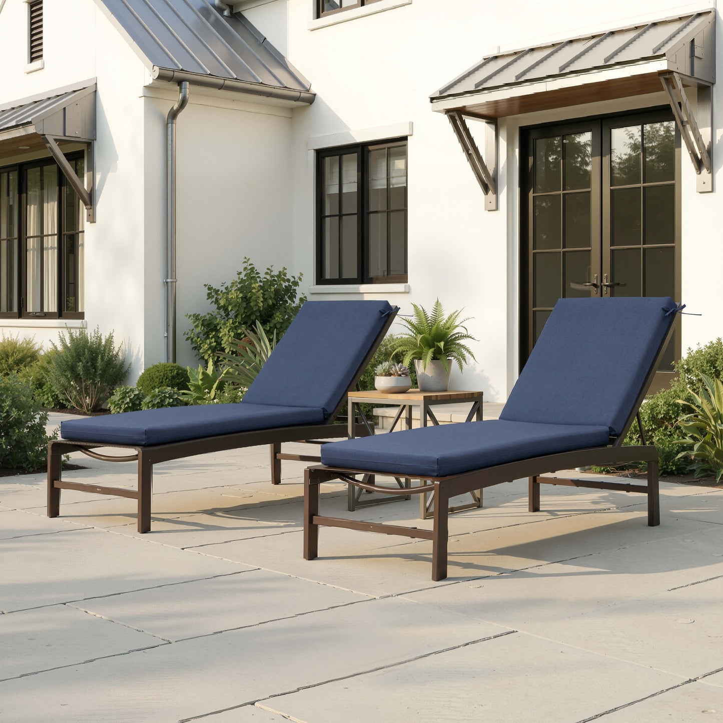 Outdoor Chaise Lounge Cushion with 4 Adjustable Ties