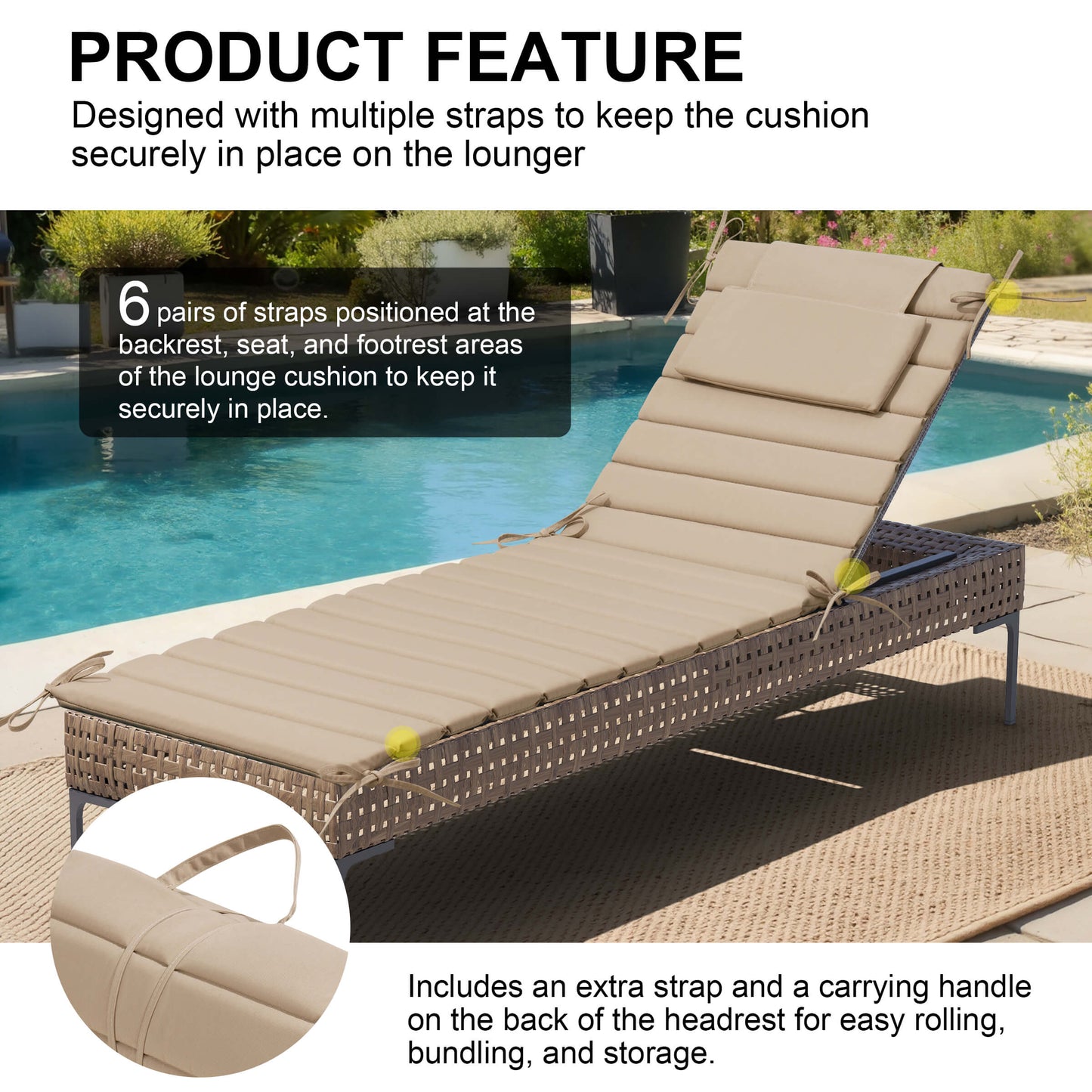Foldable Chaise Lounge Cushion