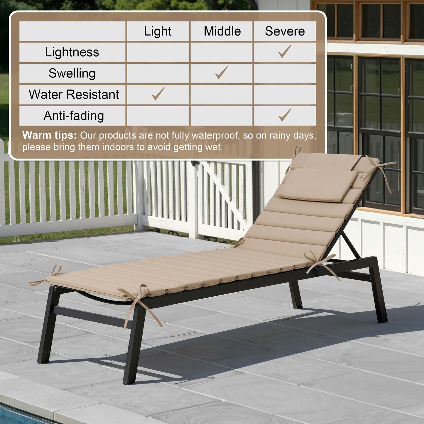 Foldable Chaise Lounge Cushion