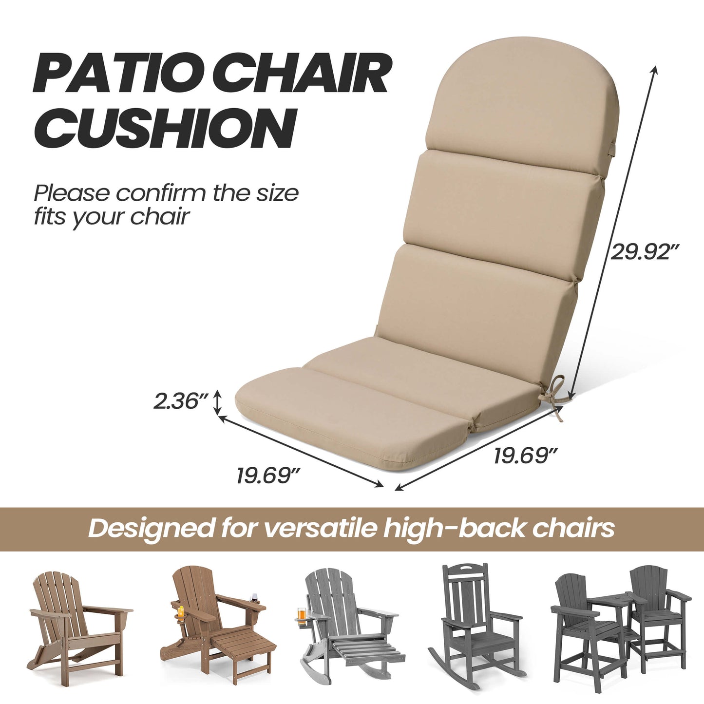 50x20" Outdoor Adirondack Chair Cushion