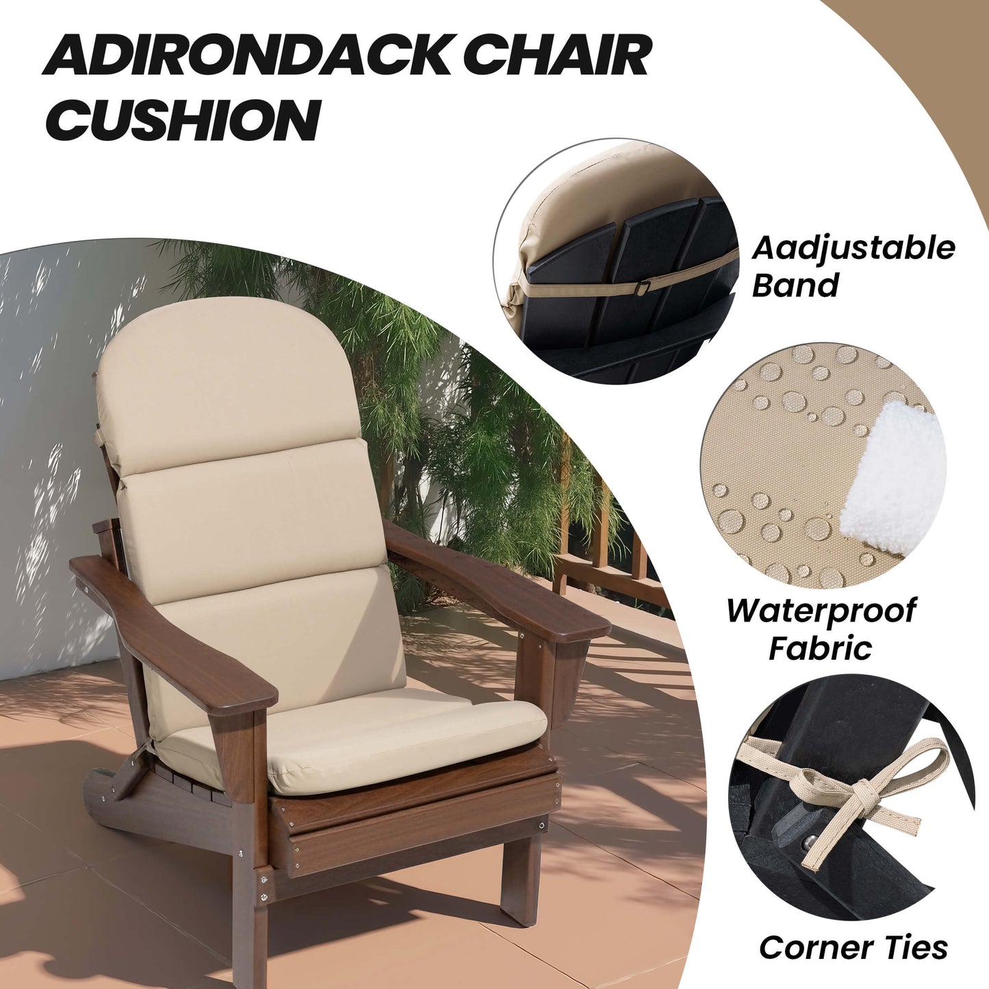 50x20" Outdoor Adirondack Chair Cushion