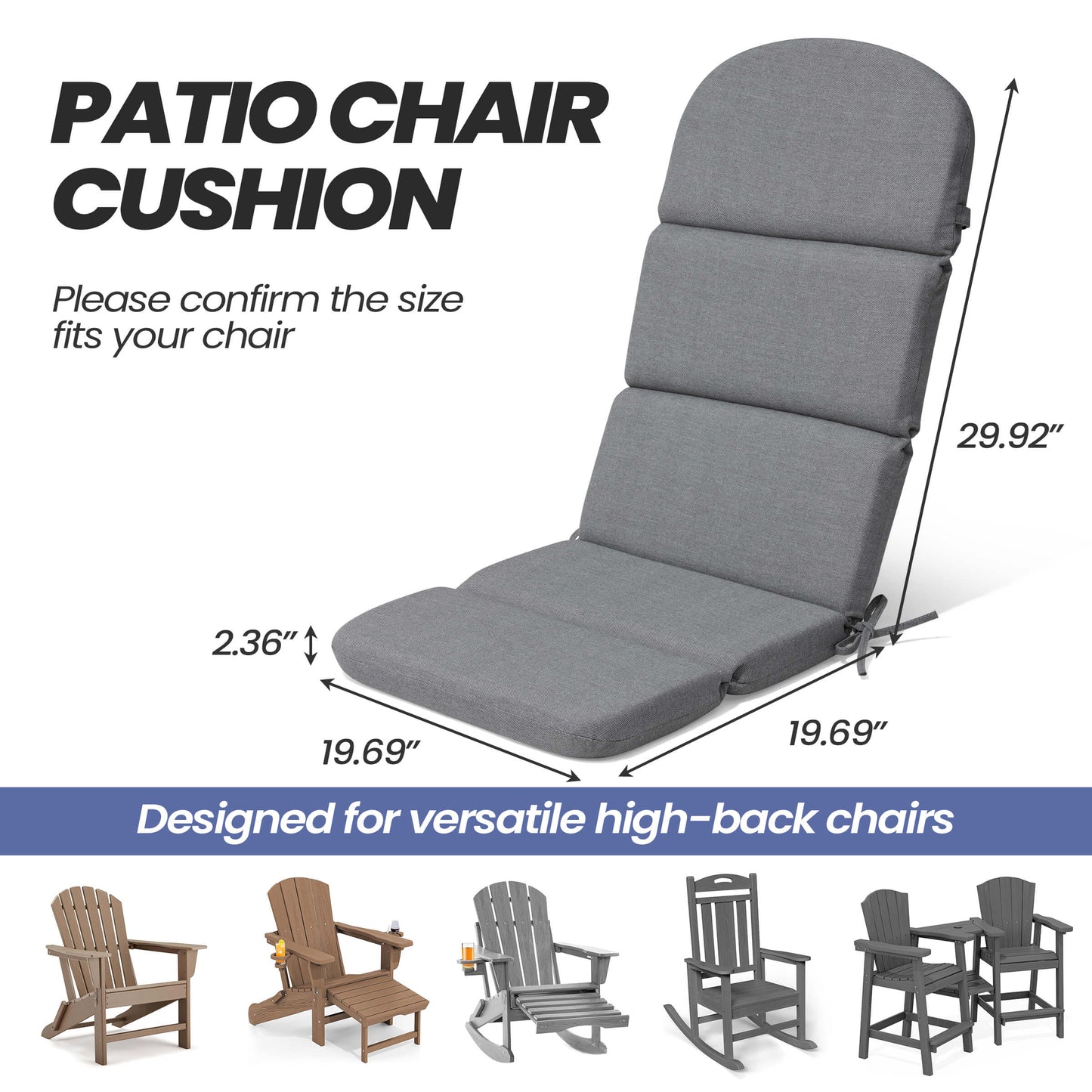 50x20" Outdoor Adirondack Chair Cushion