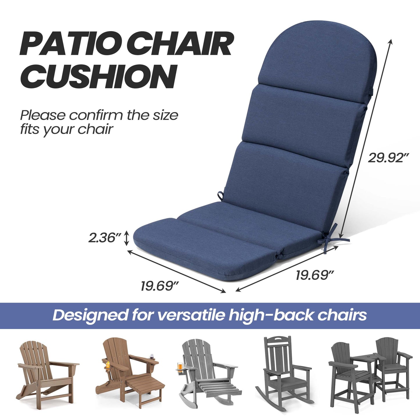 50x20" Outdoor Adirondack Chair Cushion
