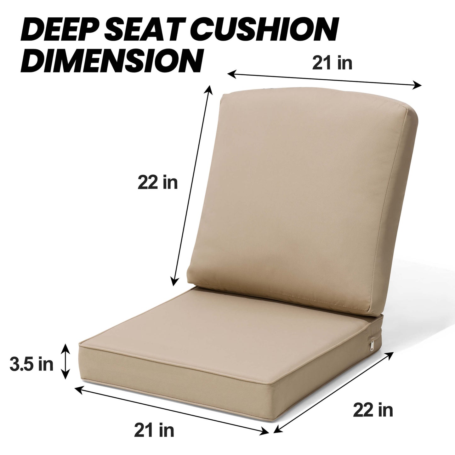 22x21" Outdoor Deep Seat Chair Cushion