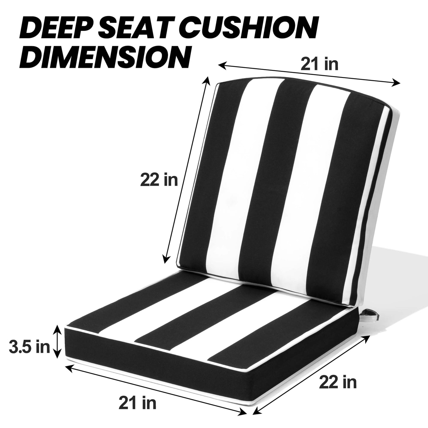 22x21" Outdoor Deep Seat Chair Cushion