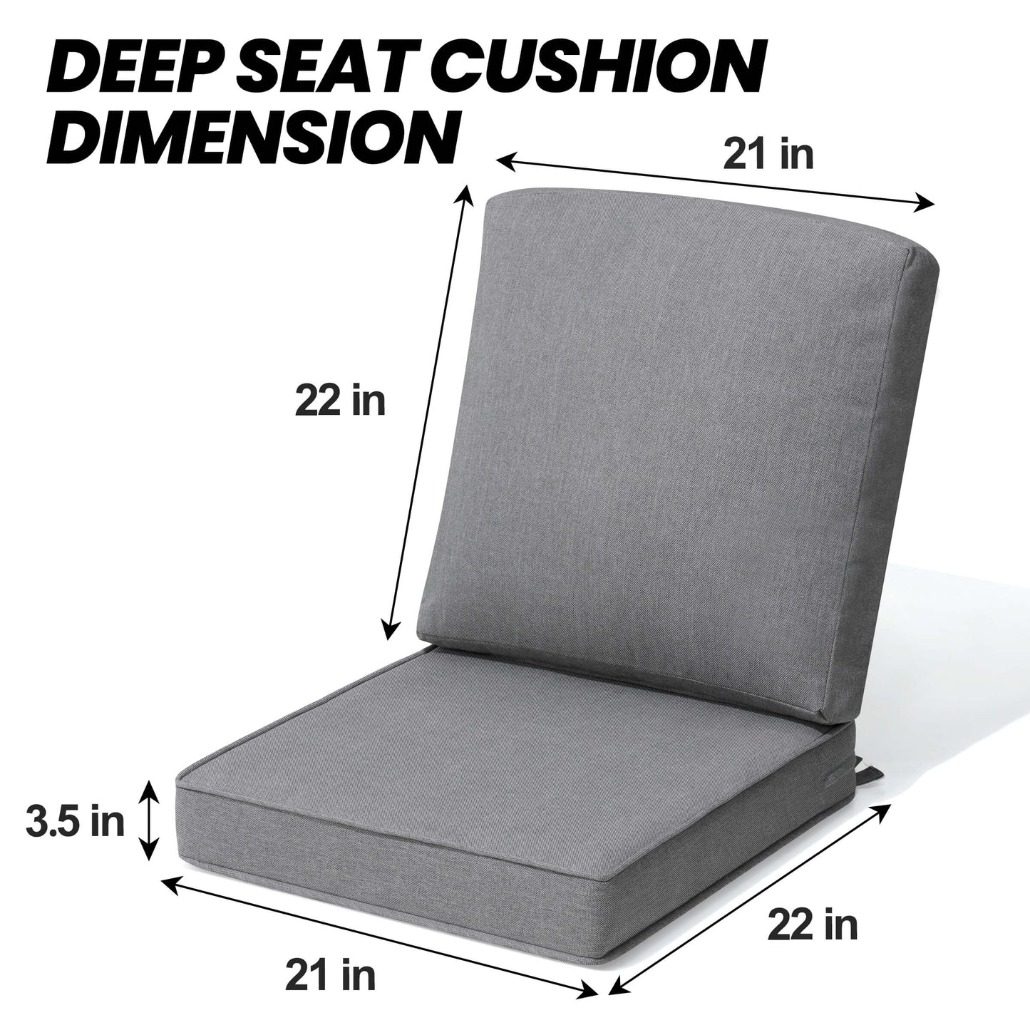 22x21" Outdoor Deep Seat Chair Cushion