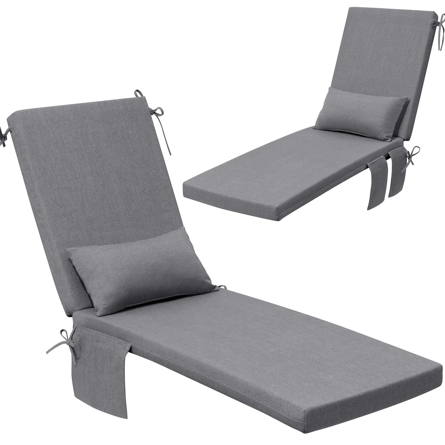 Outdoor Chaise Lounge Cushion with Pillow & Pockets