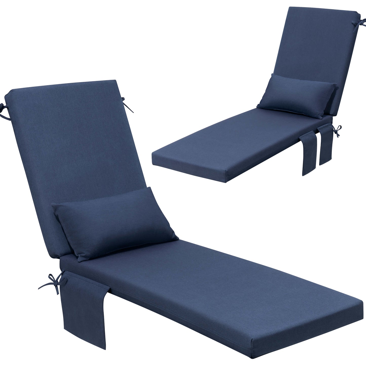 Outdoor Chaise Lounge Cushion with Pillow & Pockets