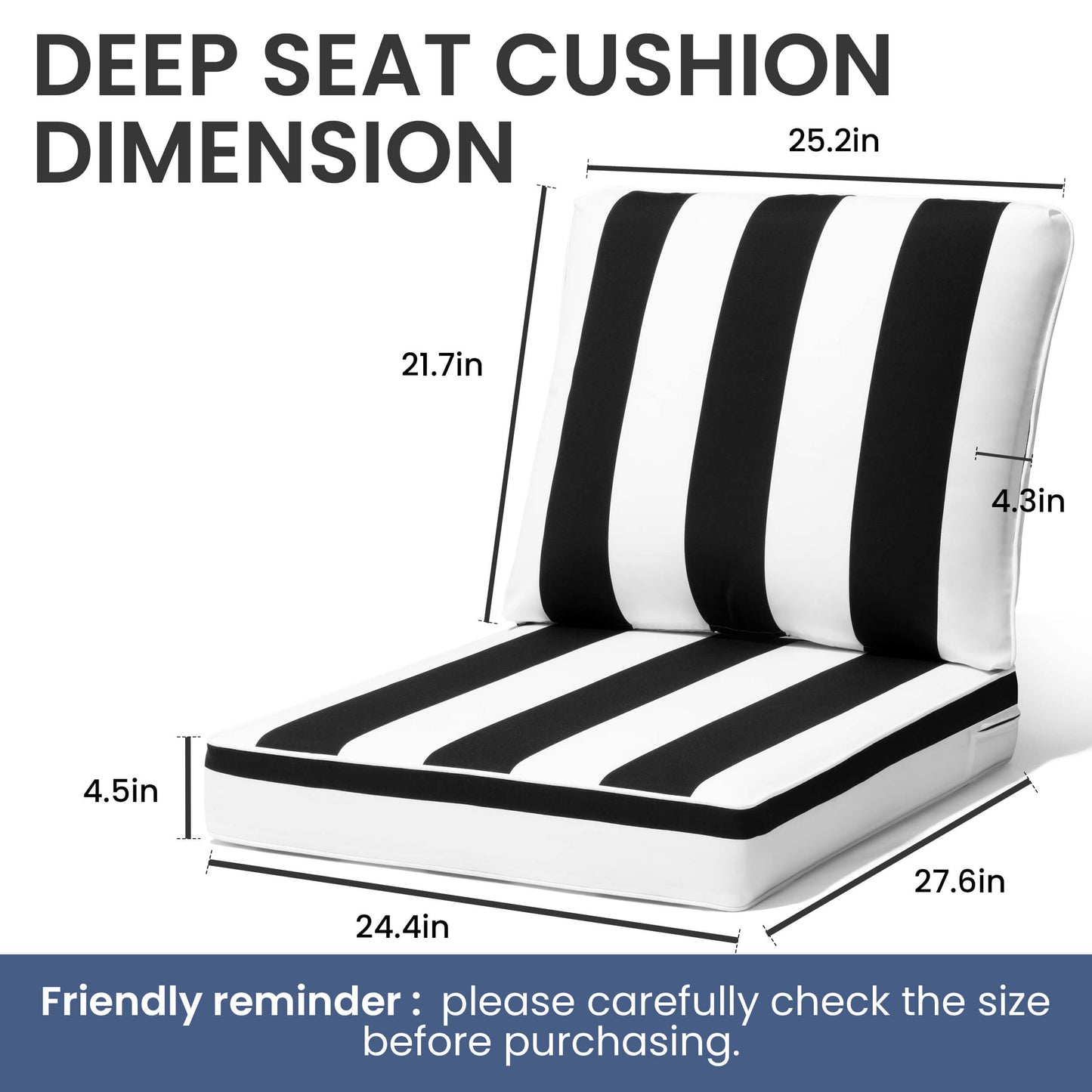 28x24" Outdoor Deep Seat Chair Cushion Set