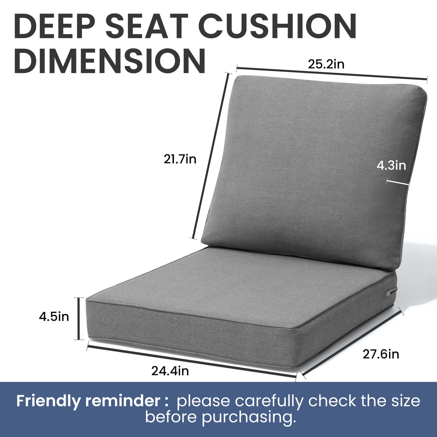 28x24" Outdoor Deep Seat Chair Cushion Set