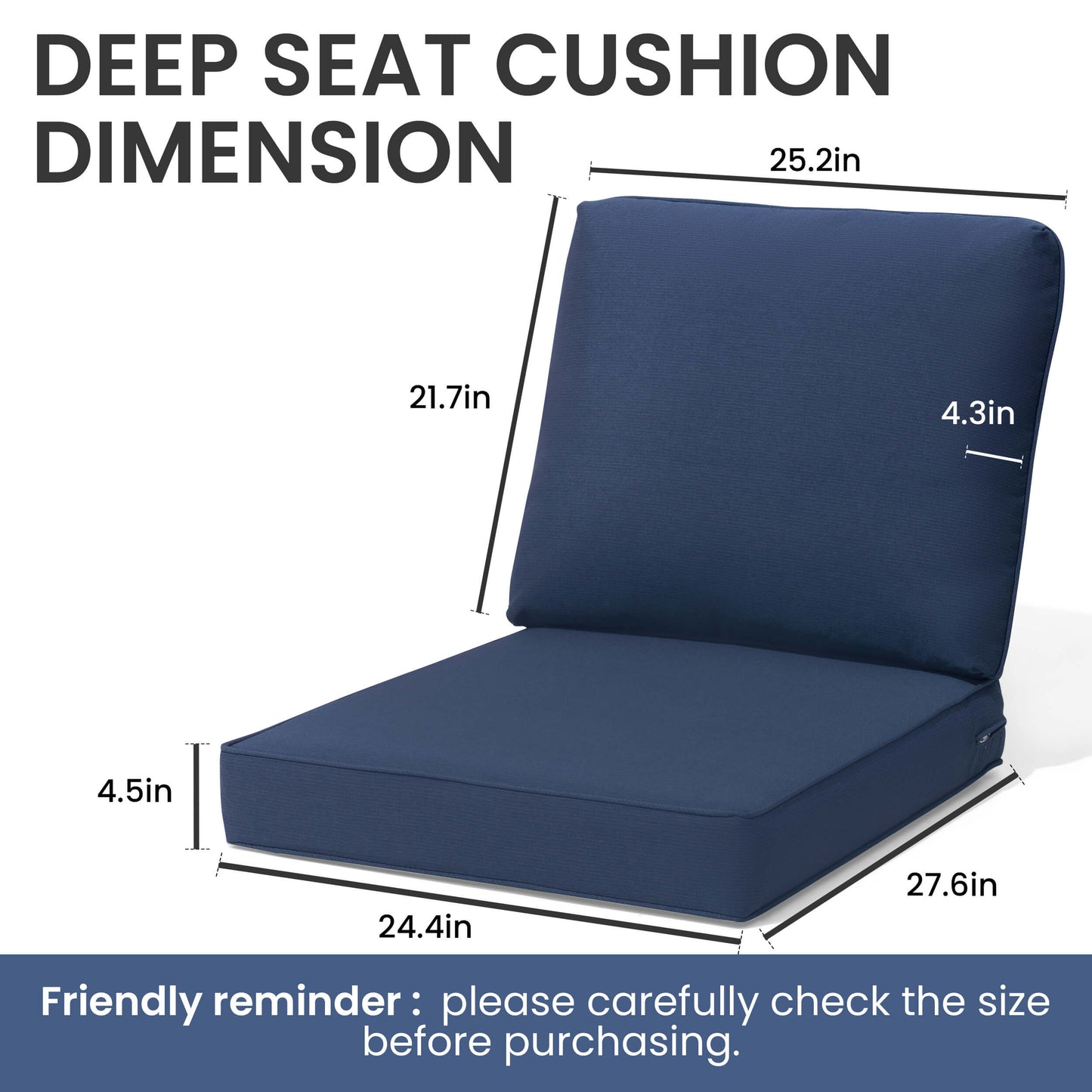 28x24" Outdoor Deep Seat Chair Cushion Set