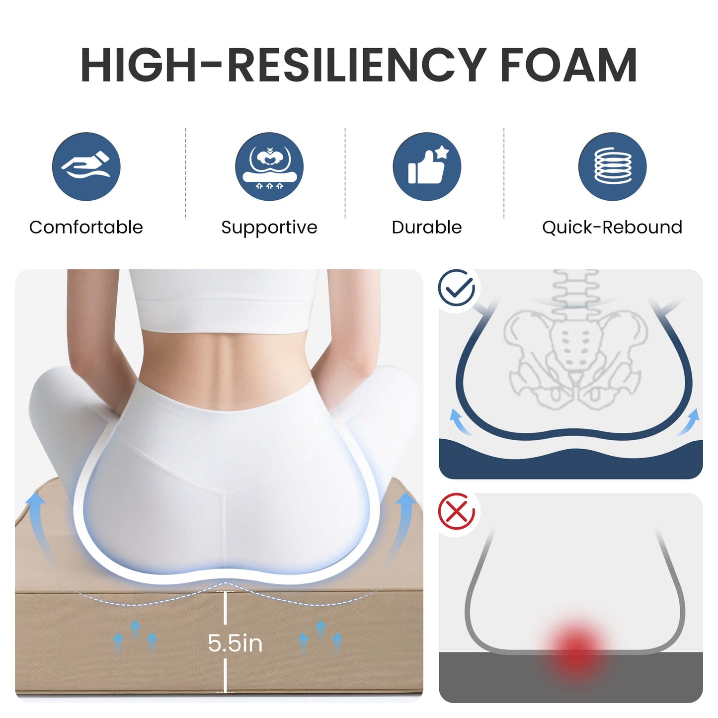 24x24" Outdoor Seat Cushion with Back Pillow