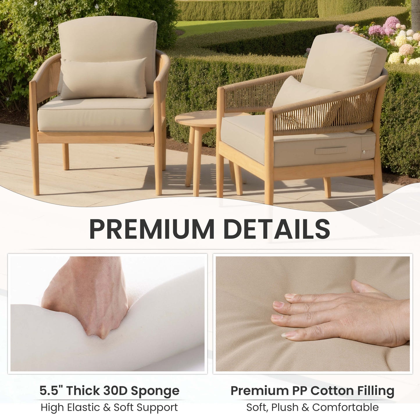24x24" Outdoor Seat Cushion with Back Pillow