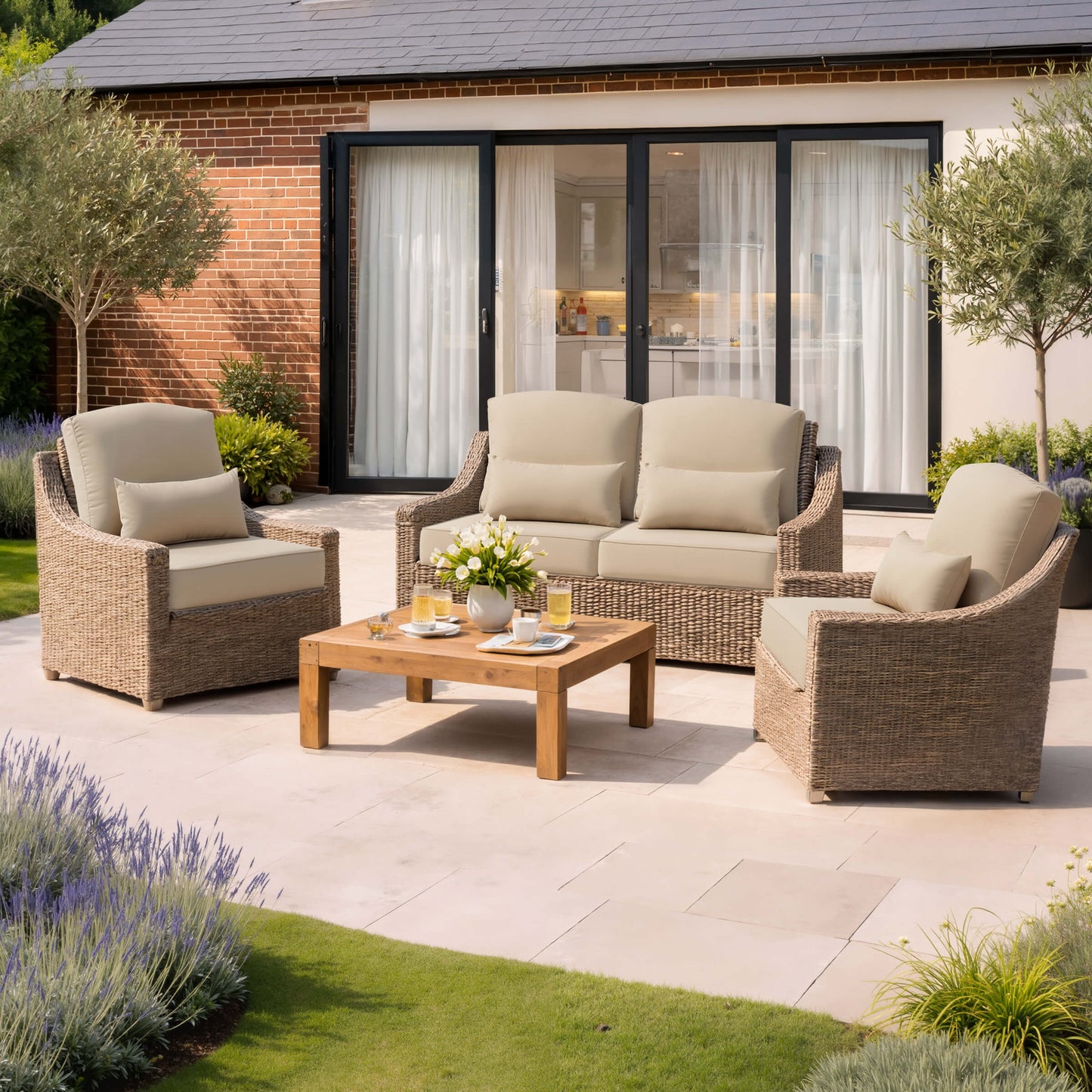 24x24" Outdoor Seat Cushion with Back Pillow