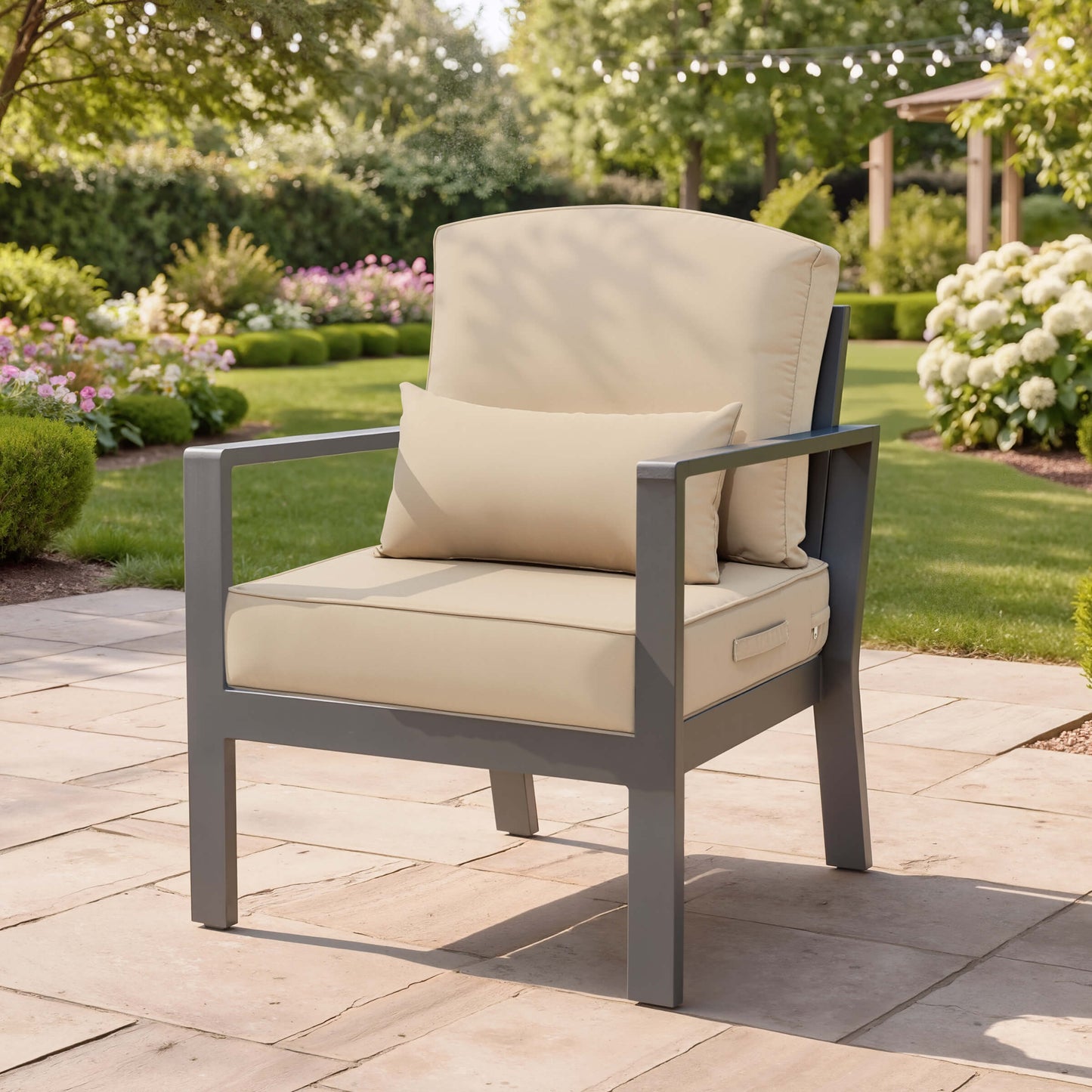 24x24" Outdoor Seat Cushion with Back Pillow