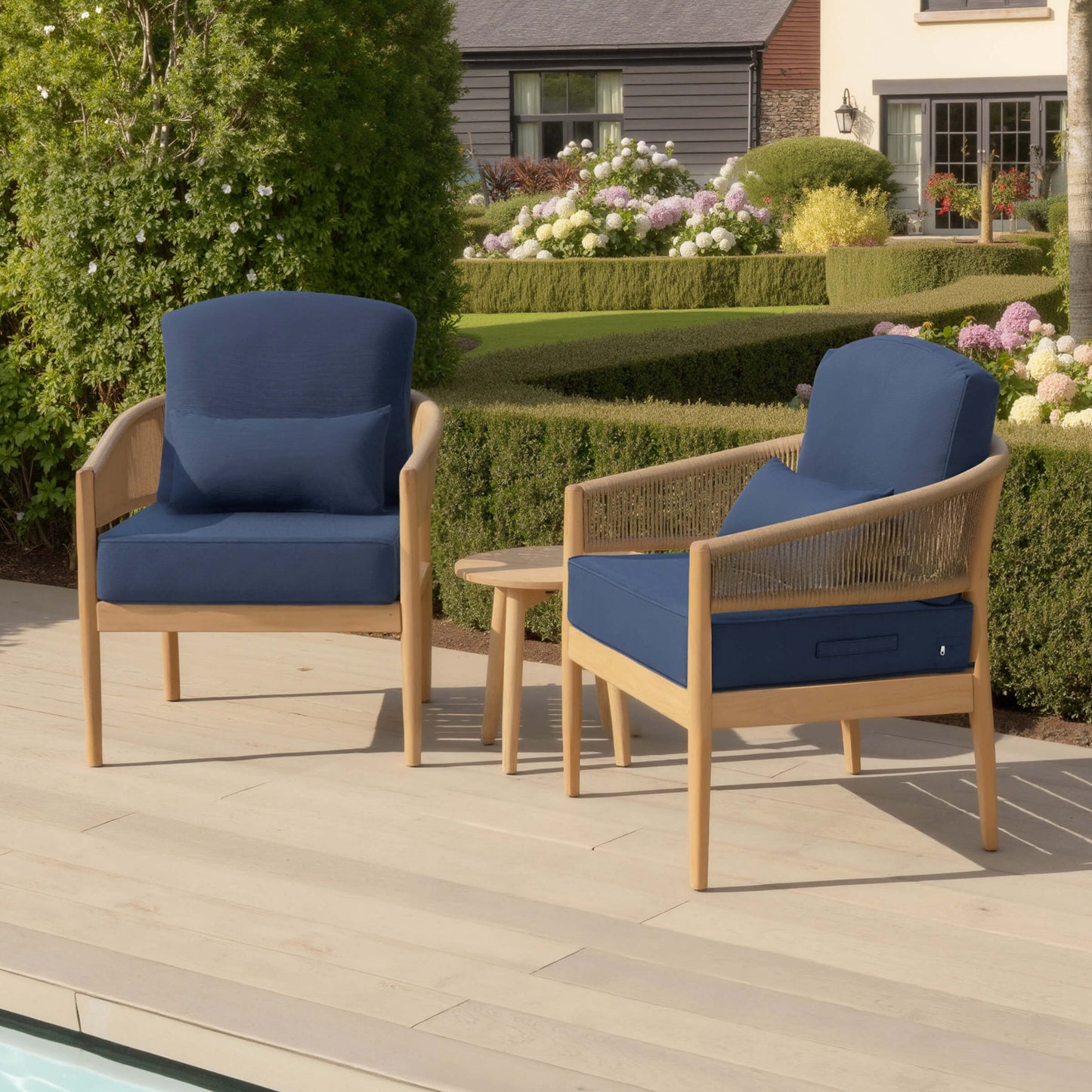 24x24" Outdoor Seat Cushion with Back Pillow