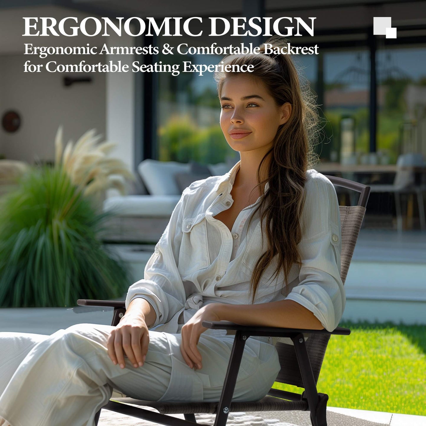 Steel Folding Outdoor Dining Chair Set of 4 with Textilene