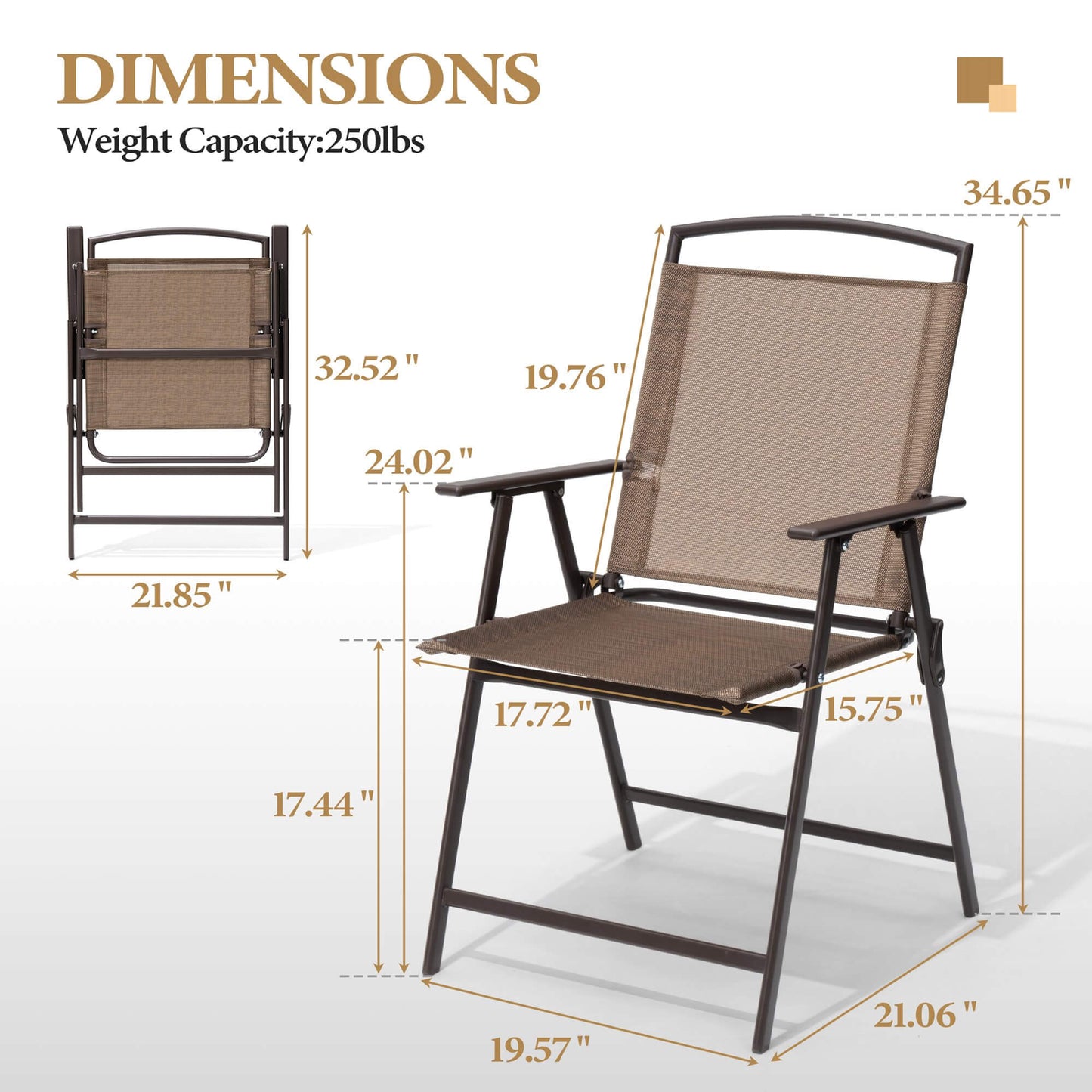 Steel Folding Outdoor Dining Chair Set of 4 with Textilene