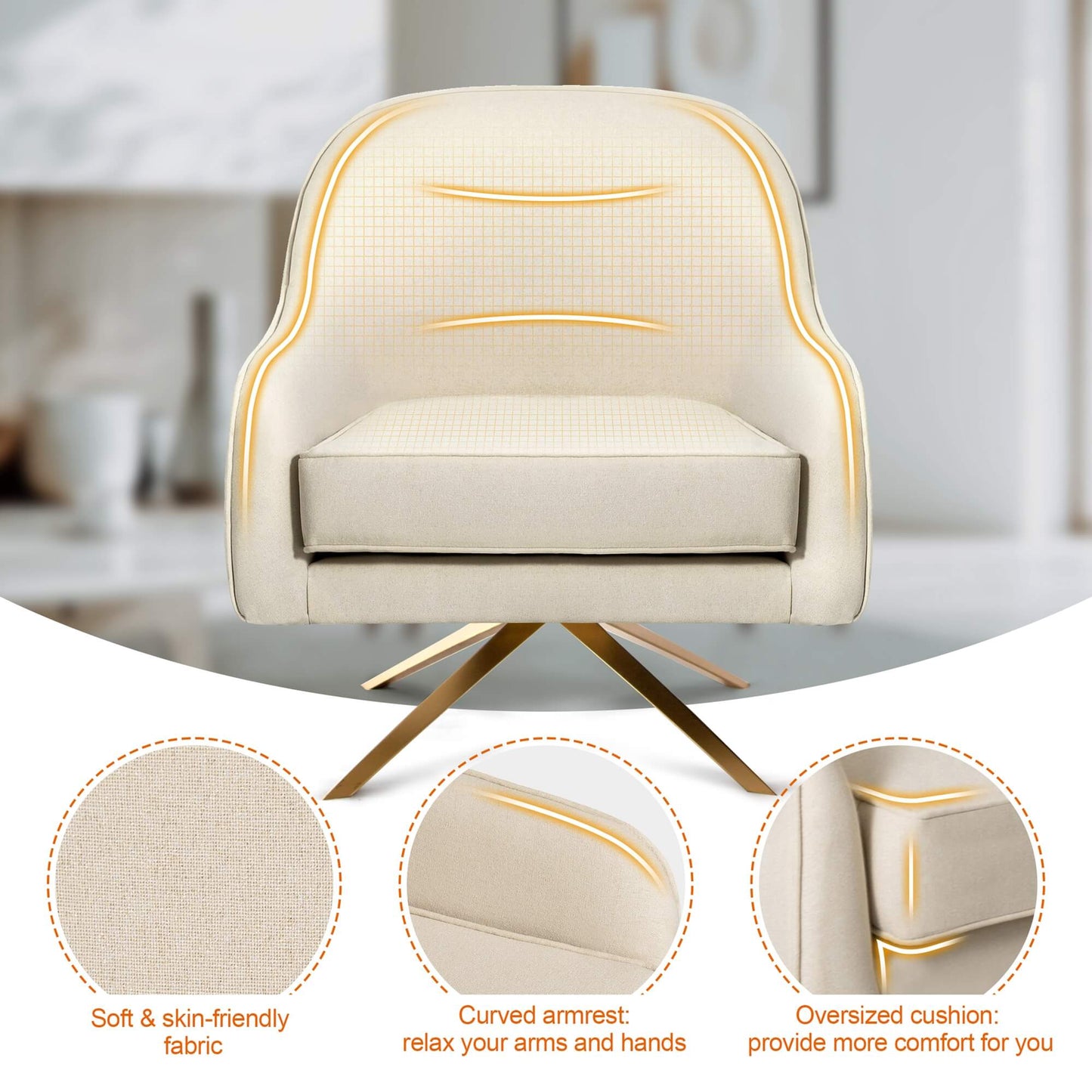 Faux Leather Swivel Accent Chair