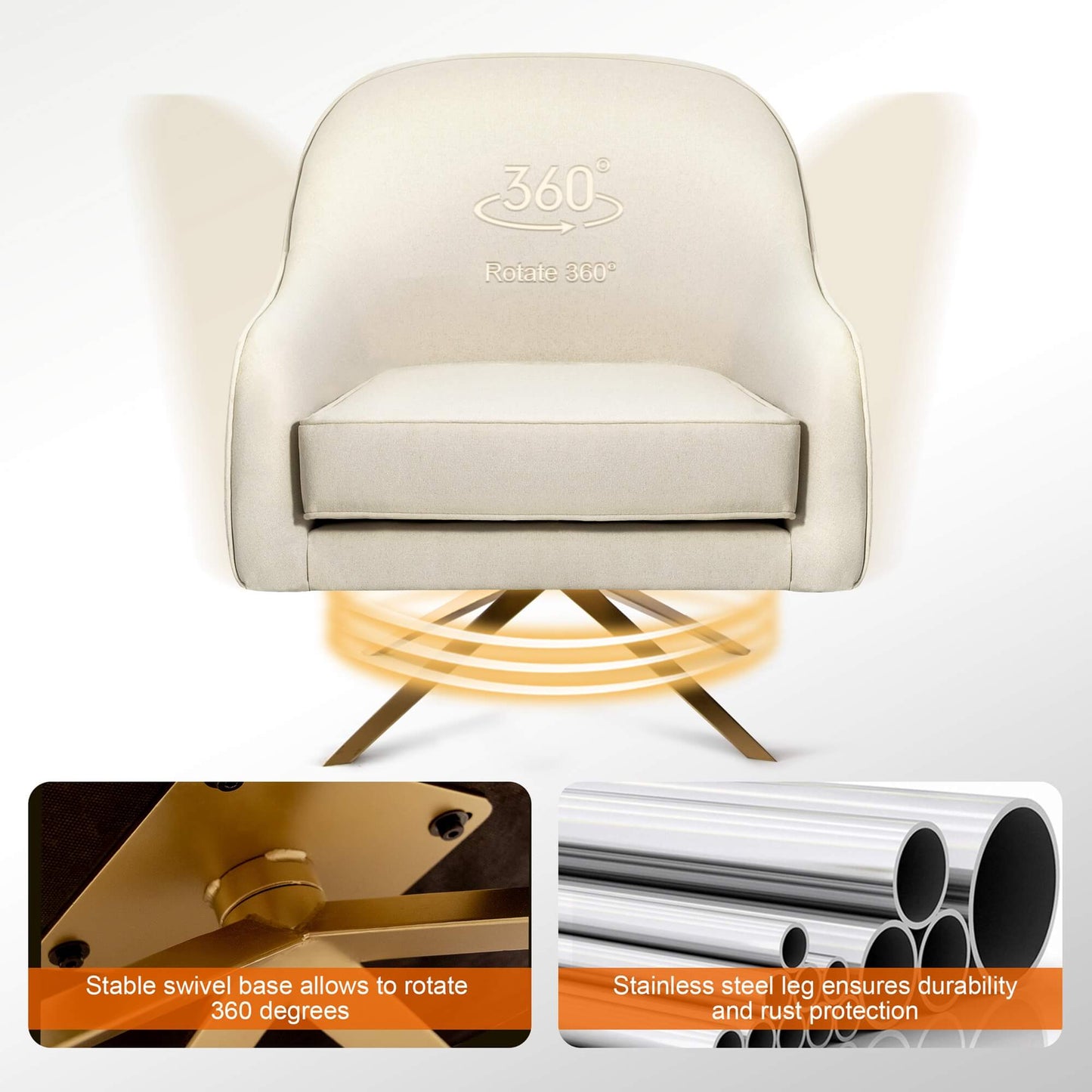 Faux Leather Swivel Accent Chair