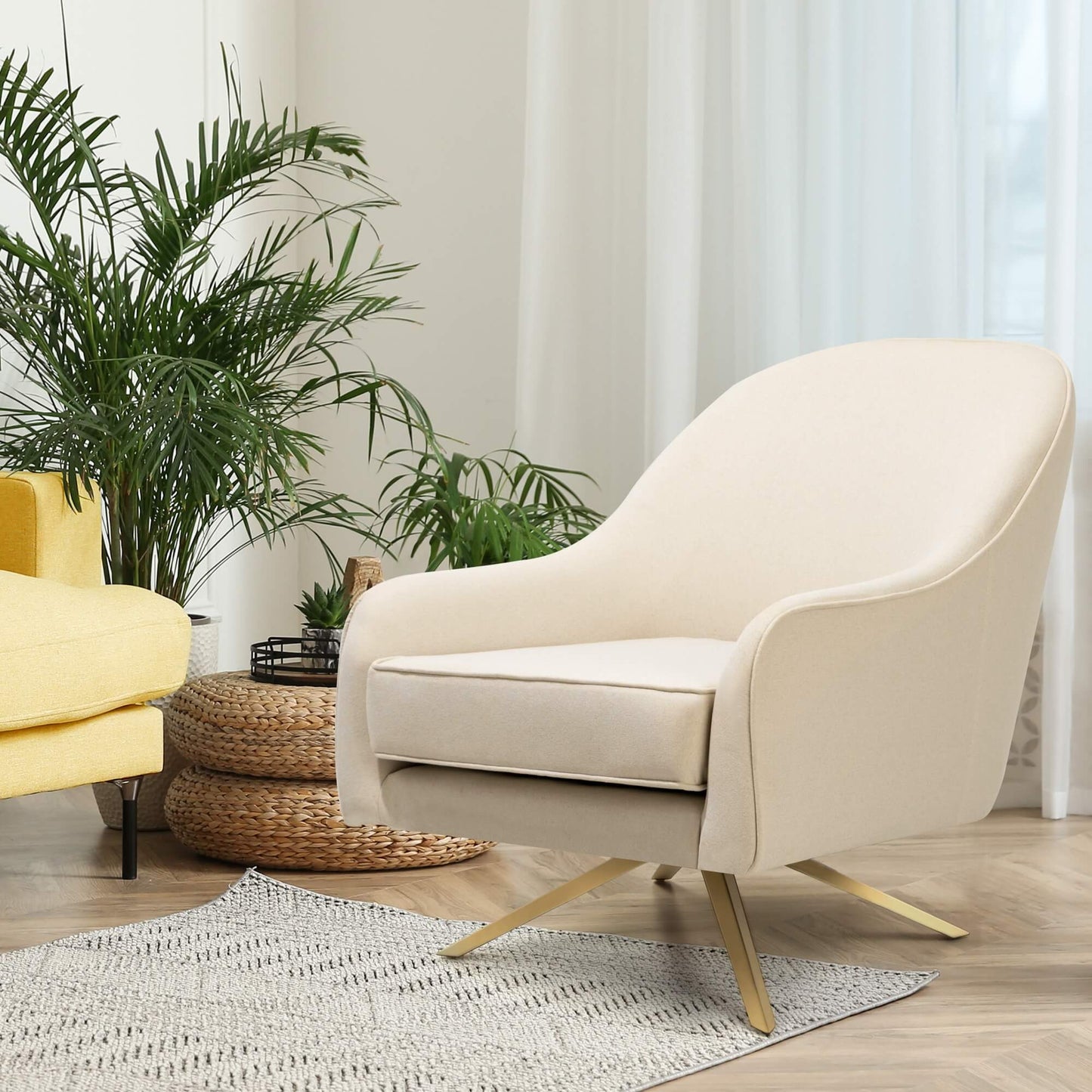 Faux Leather Swivel Accent Chair