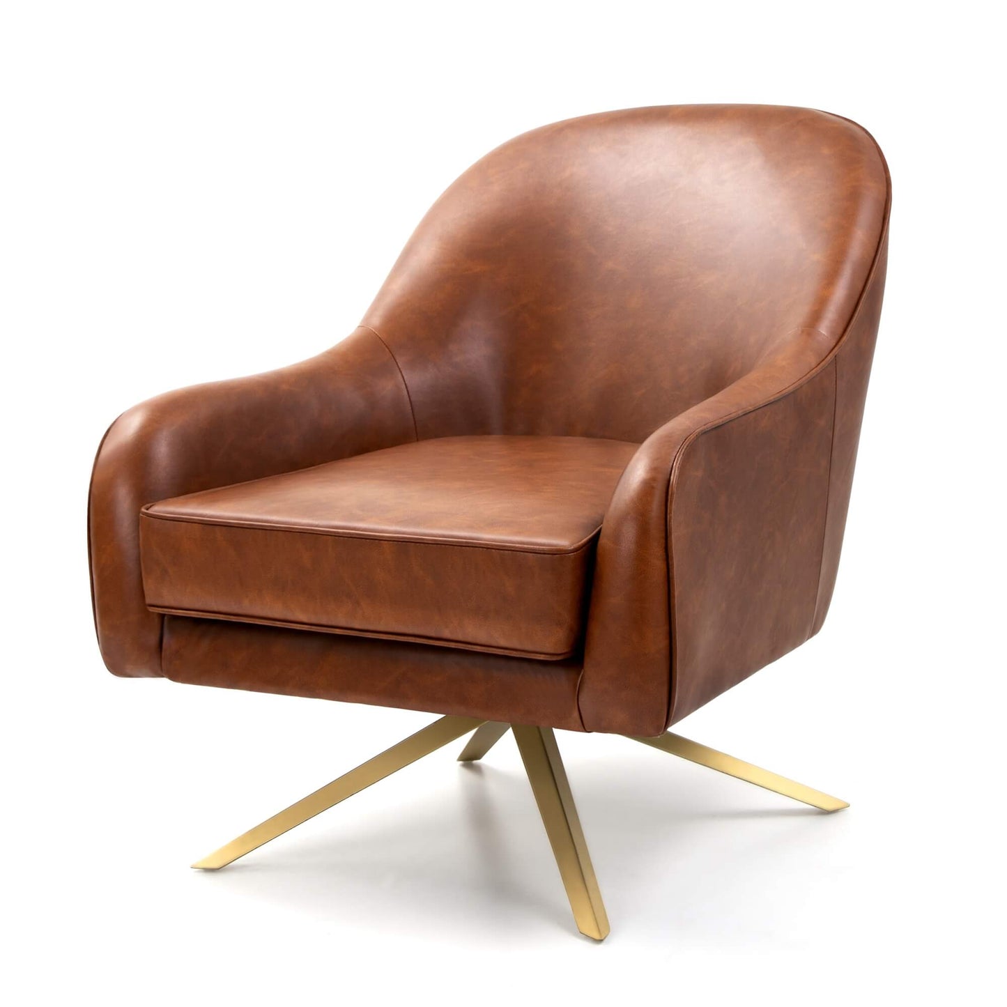 Faux Leather Swivel Accent Chair