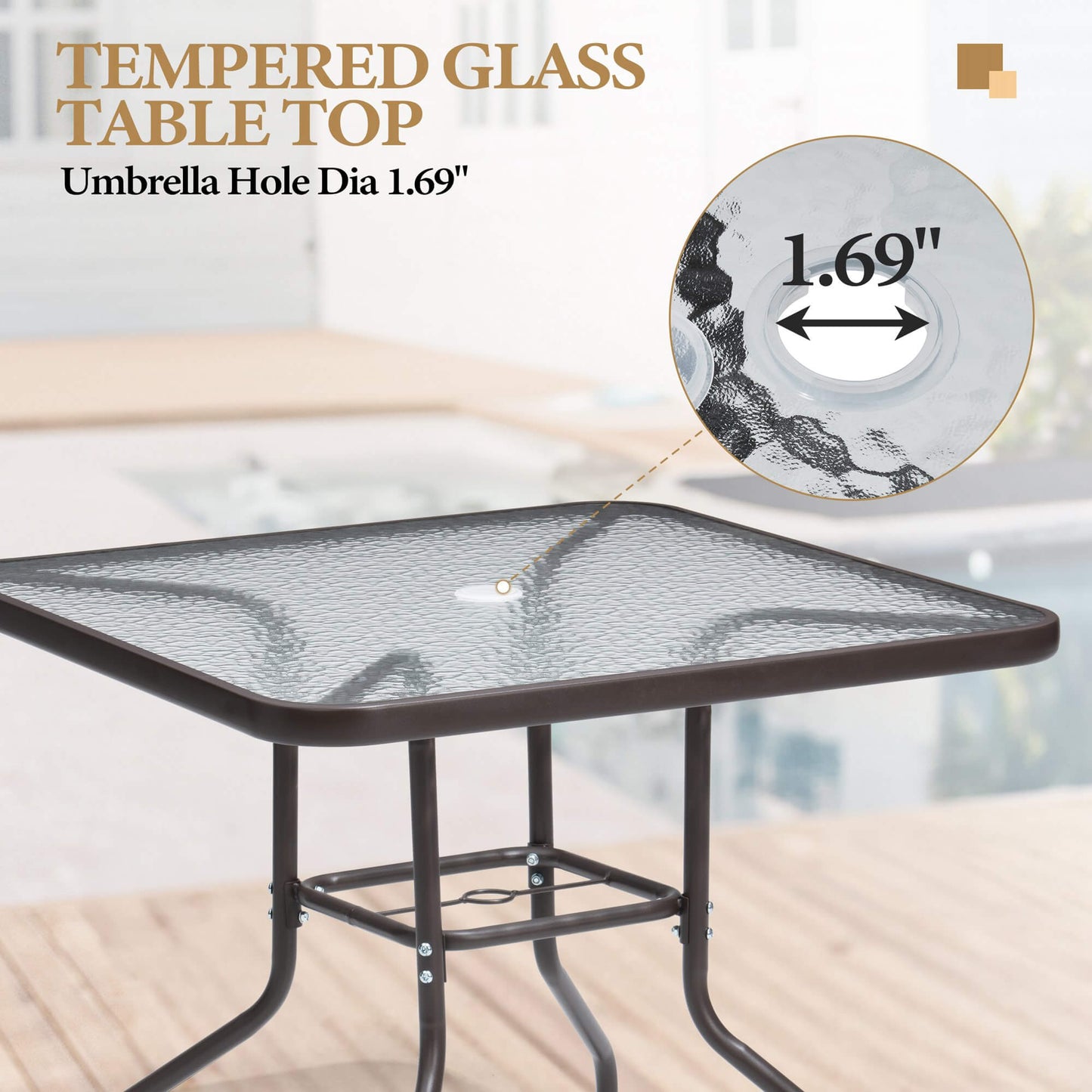 6-Piece Outdoor Dining Set with Glass Table & Umbrella