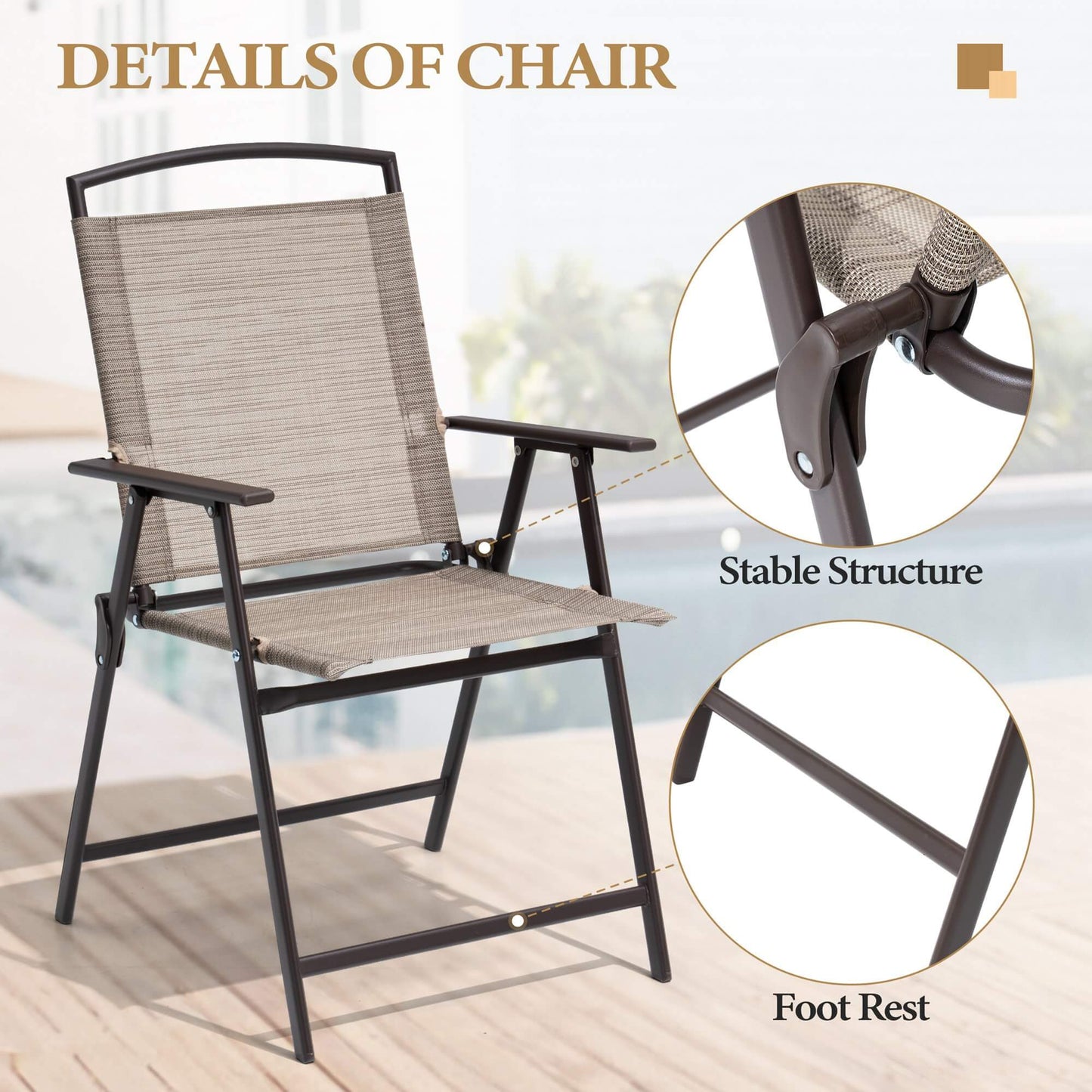 Folding Patio Dining Chair Set of 2