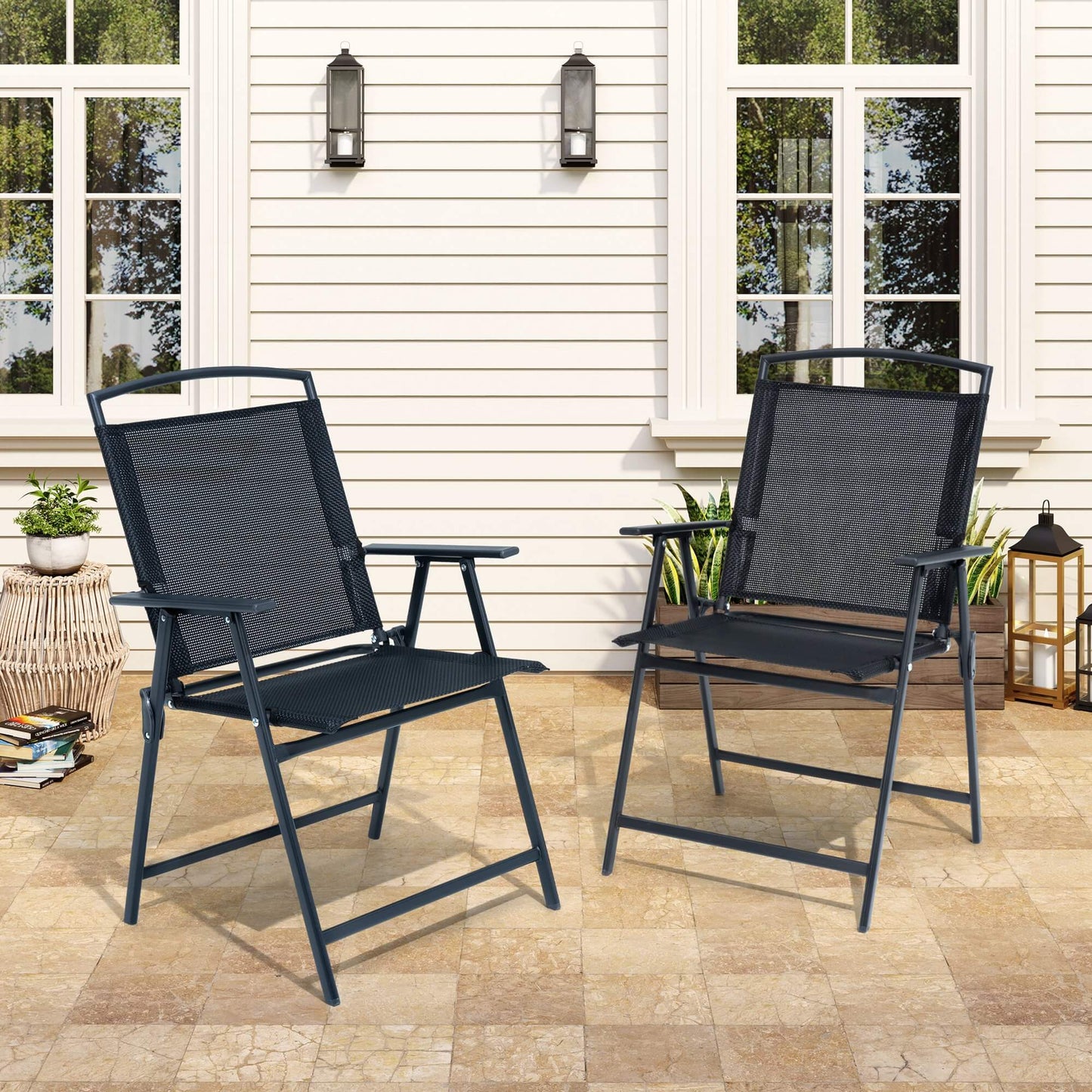 Folding Patio Dining Chair Set of 2