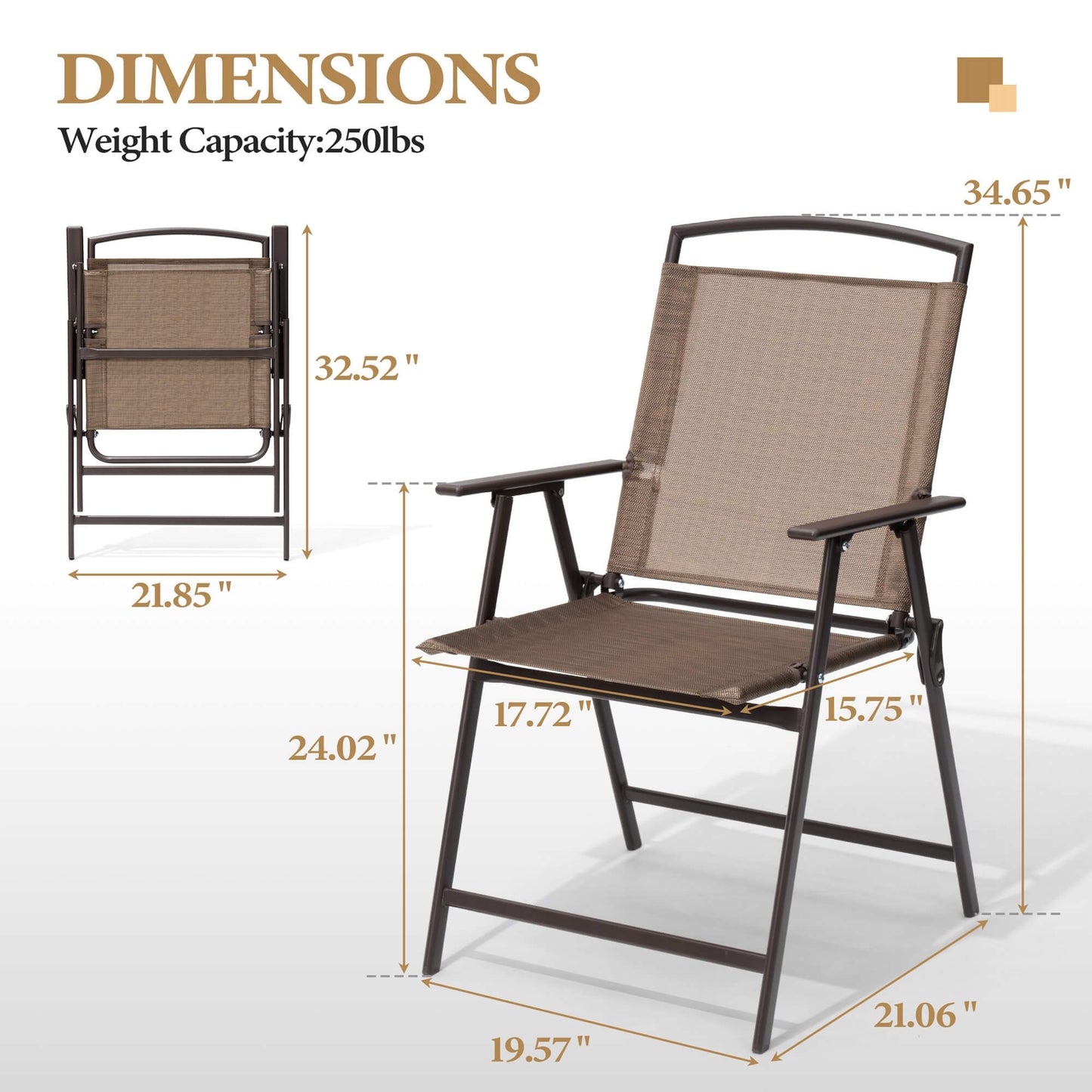 Folding Patio Dining Chair Set of 2