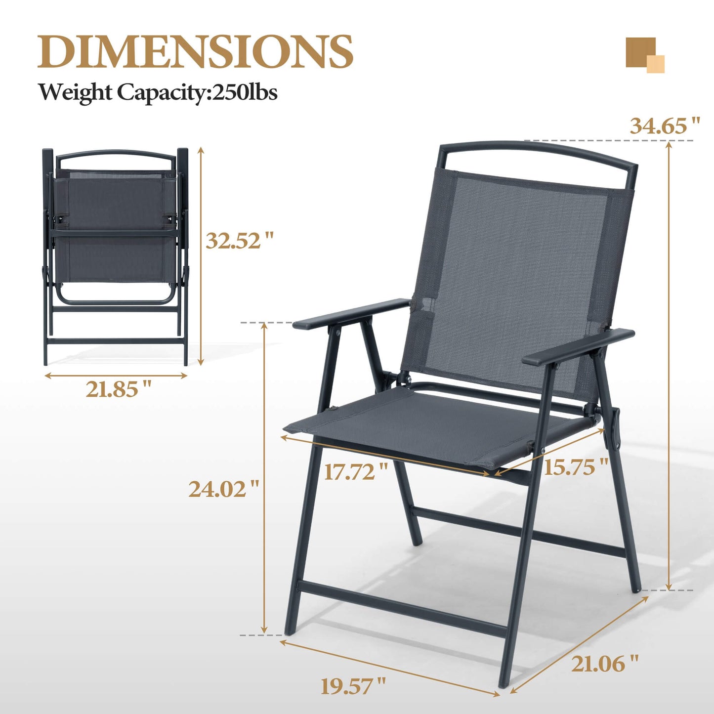 Folding Patio Dining Chair Set of 2