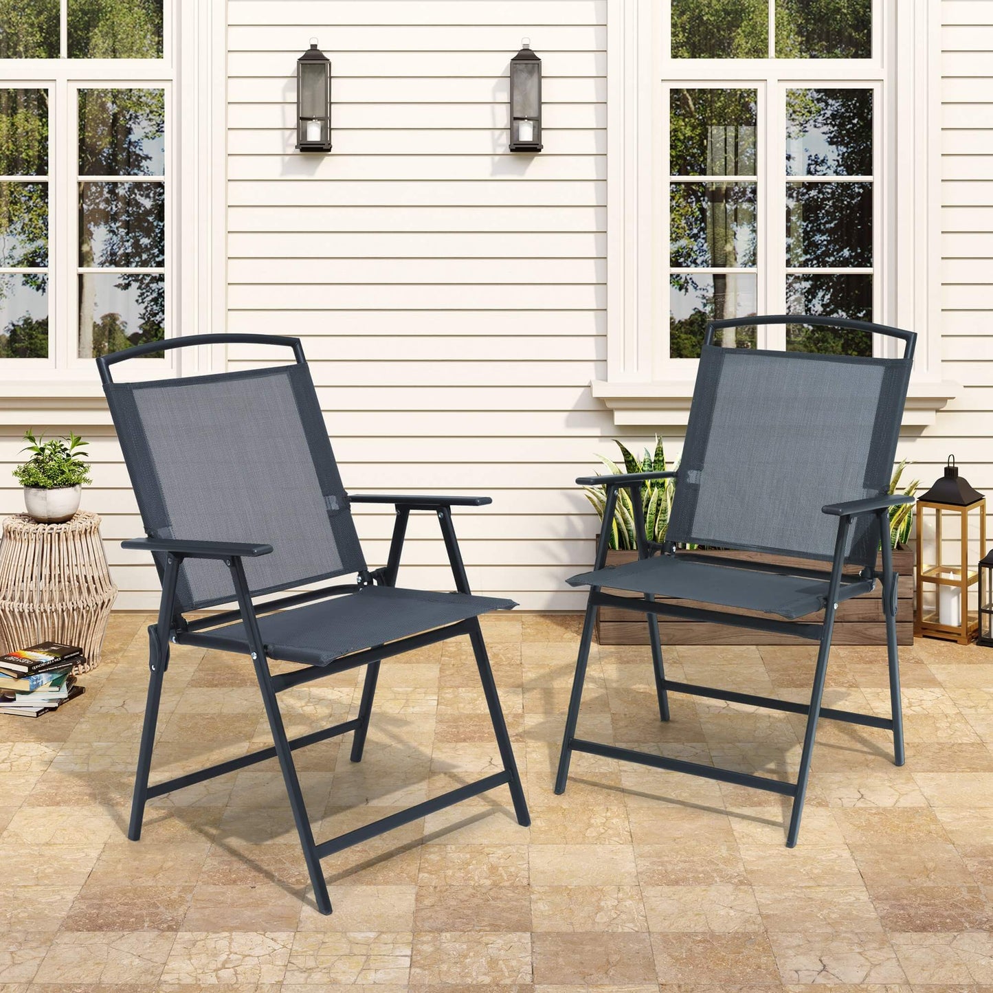 Folding Patio Dining Chair Set of 2